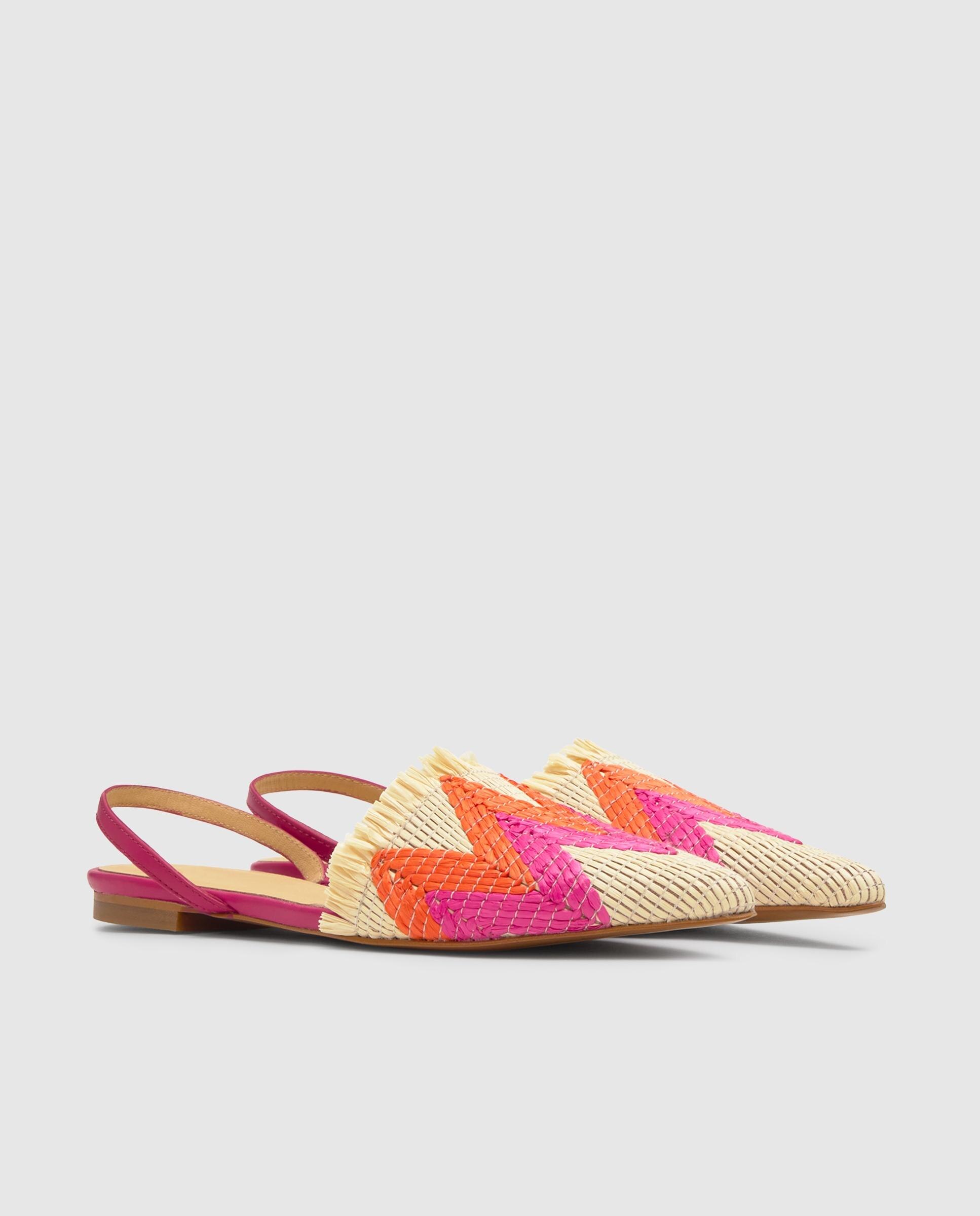 Mules de mujer Berta destalonados en rafia trenzada - Castañer - Fucsia Fucsia-3