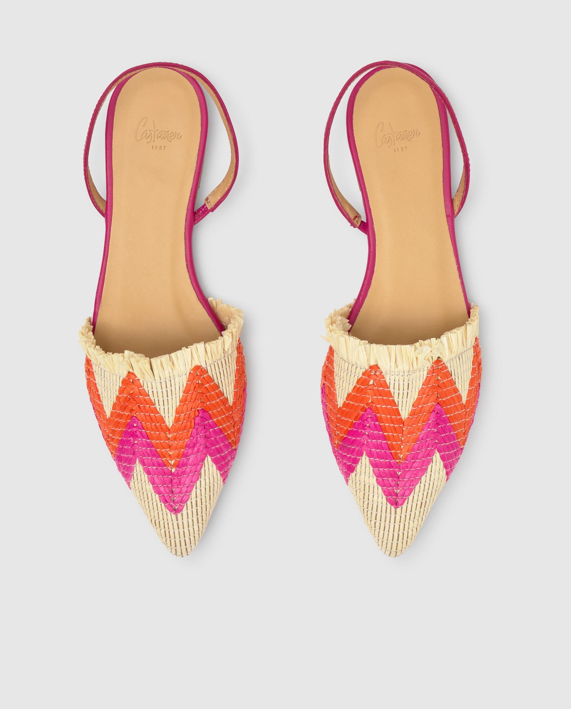 Mules de mujer Berta destalonados en rafia trenzada - Castañer - Fucsia Fucsia-4