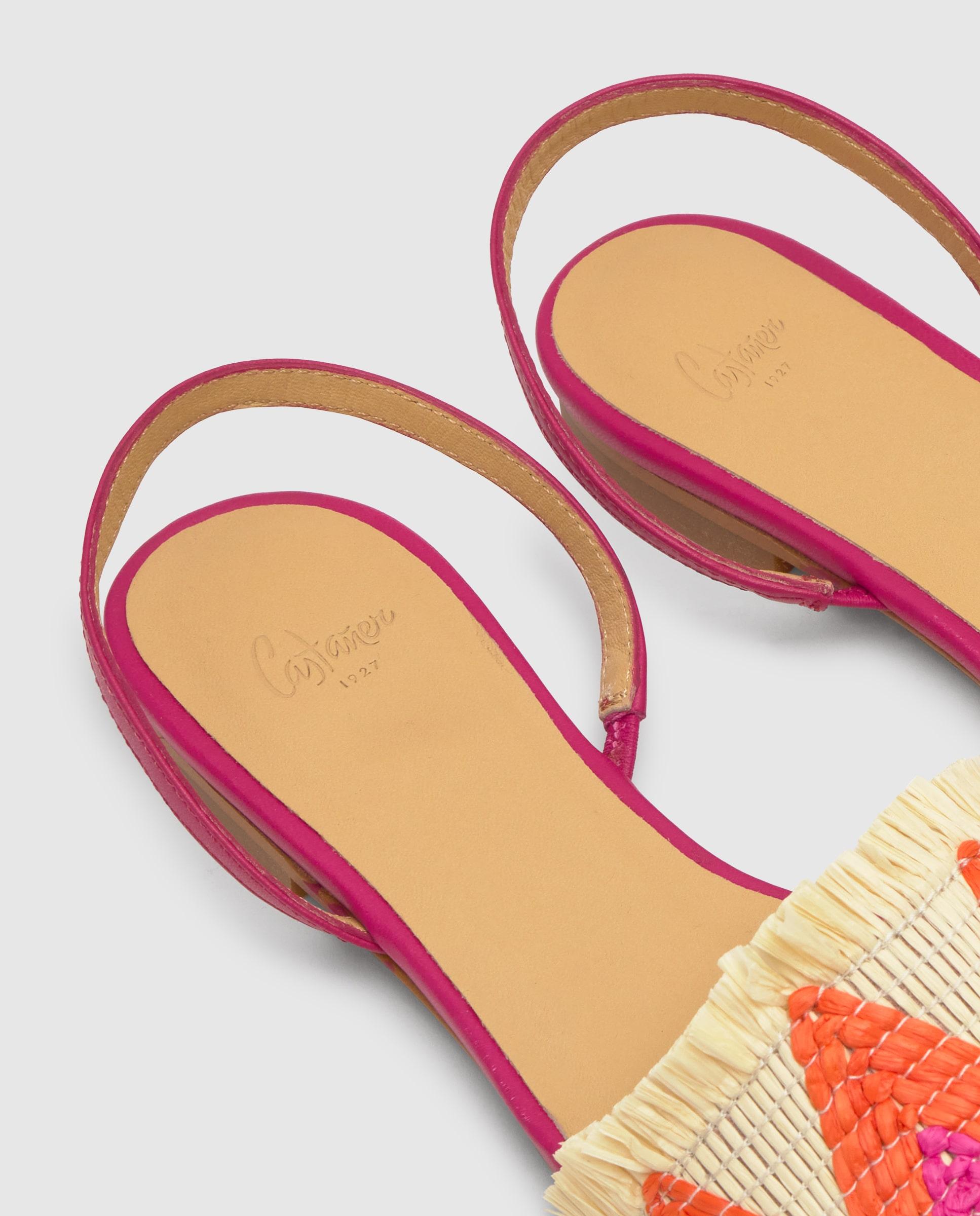 Mules de mujer Berta destalonados en rafia trenzada - Castañer - Fucsia Fucsia-6