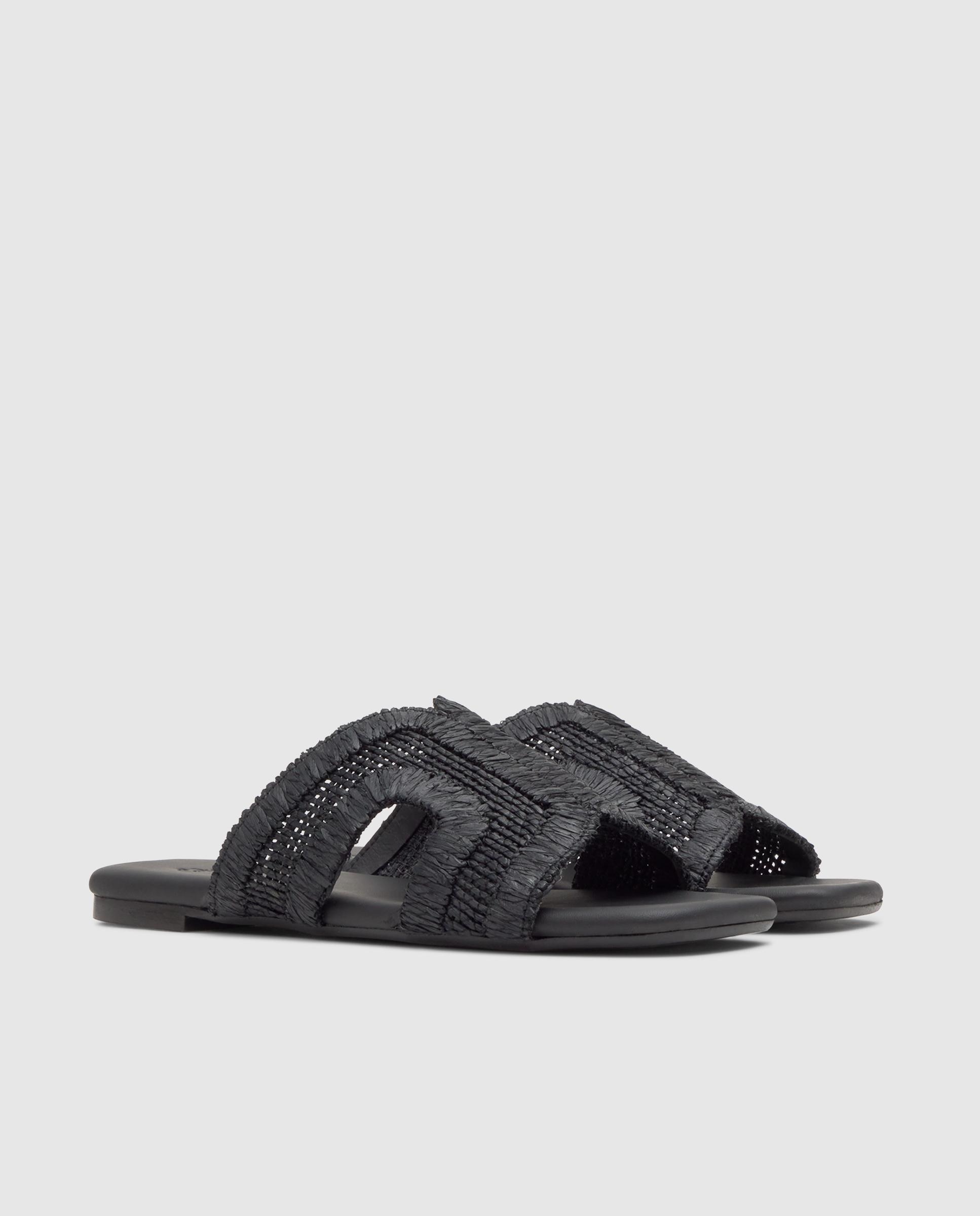 Sandalias de pala de mujer phillipa en rafia natural bordada - Castañer - Negro Negro-3
