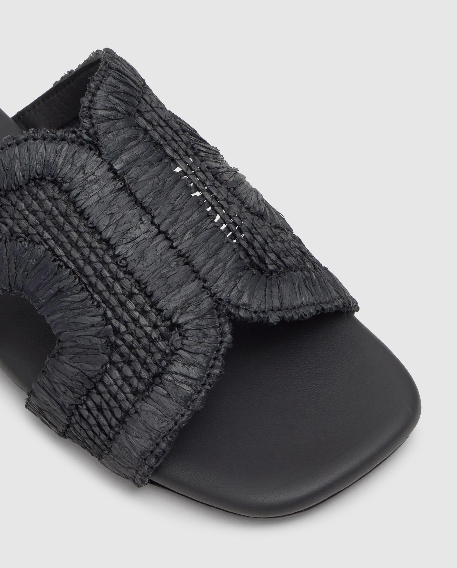 Sandalias de pala de mujer phillipa en rafia natural bordada - Castañer - Negro Negro-5