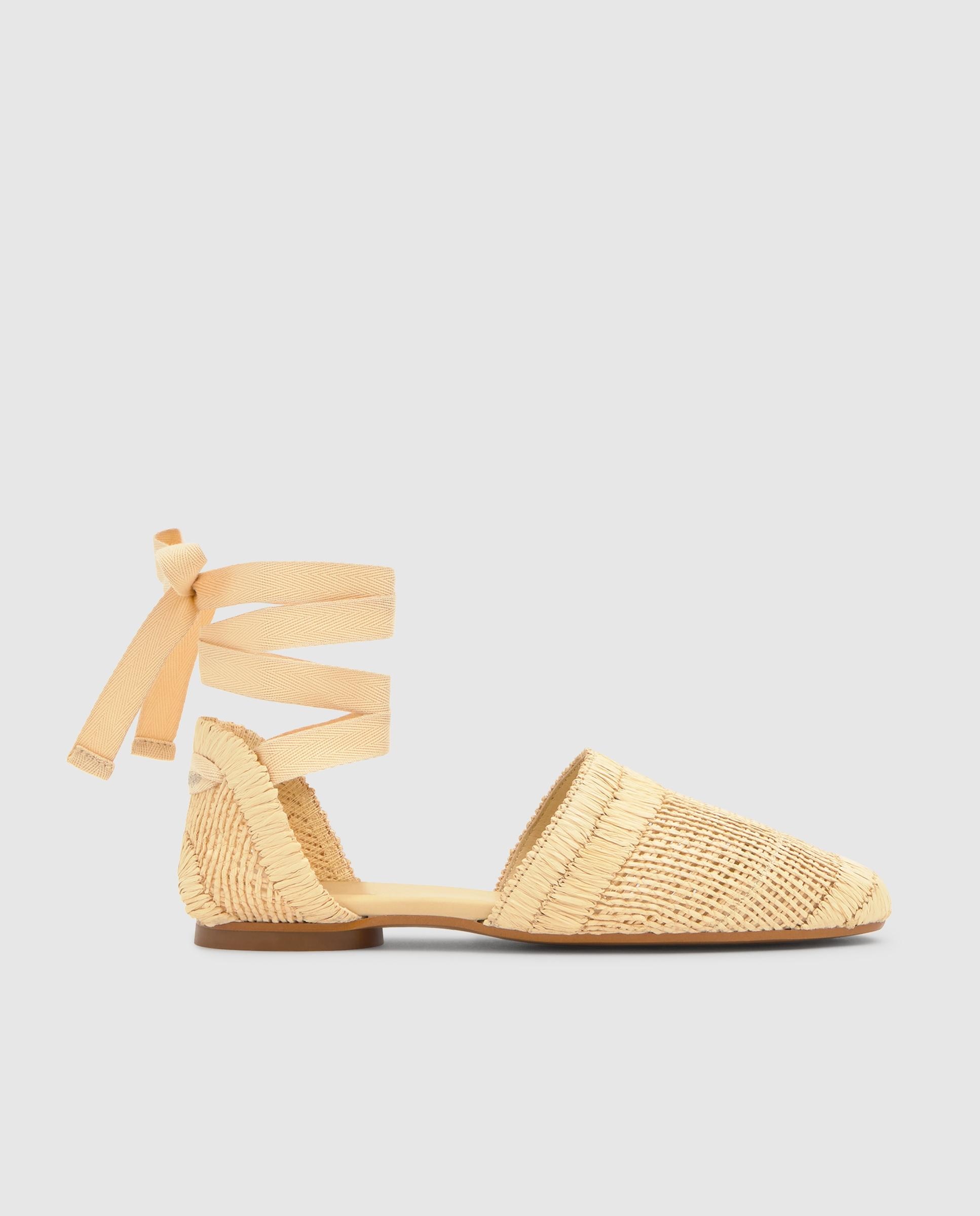 Castañer - Alpargatas con cintas de mujer planas Goldie y plantilla acolchada.