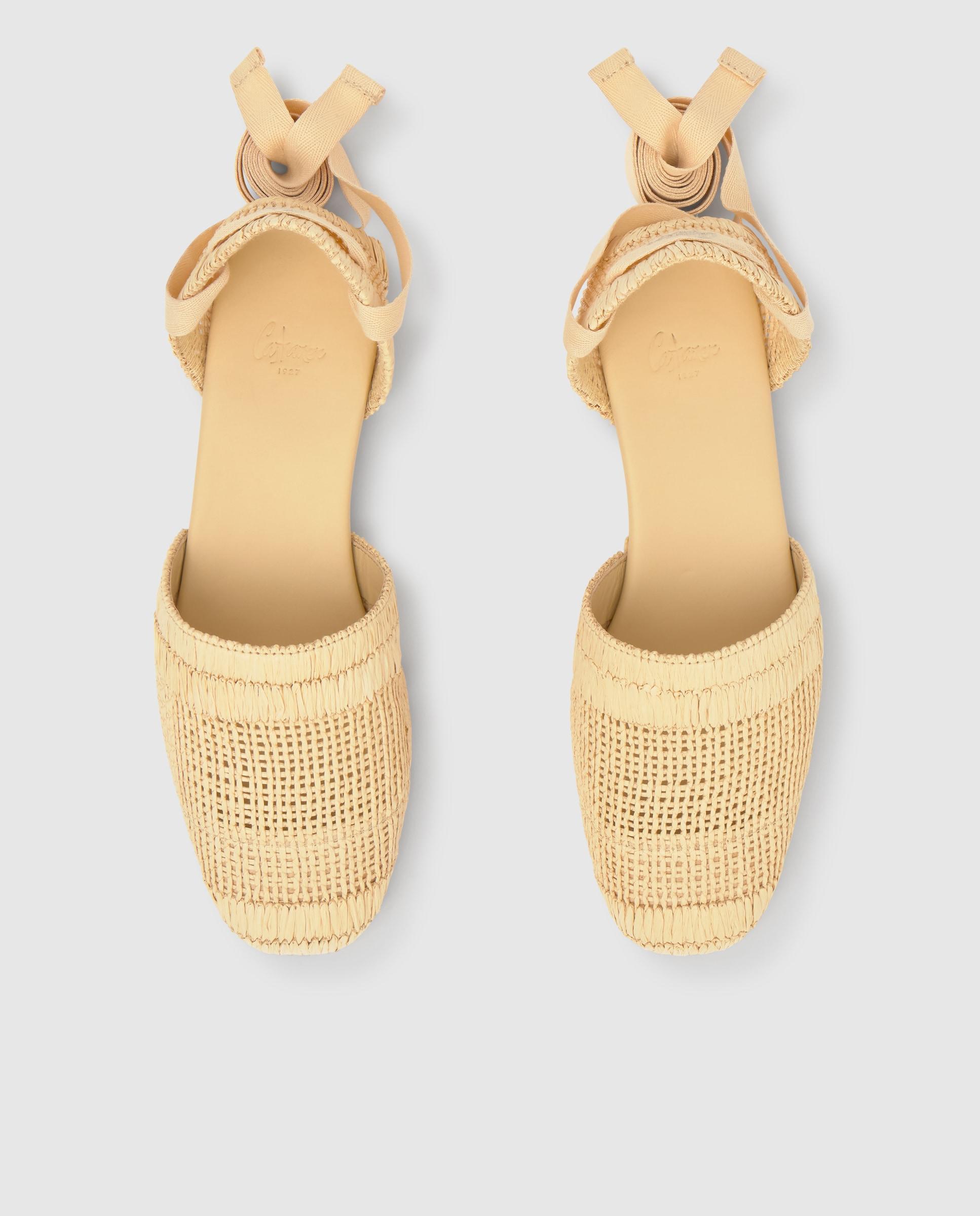 Alpargatas con cintas de mujer planas Goldie y plantilla acolchada - Castañer - Natural Natural-4
