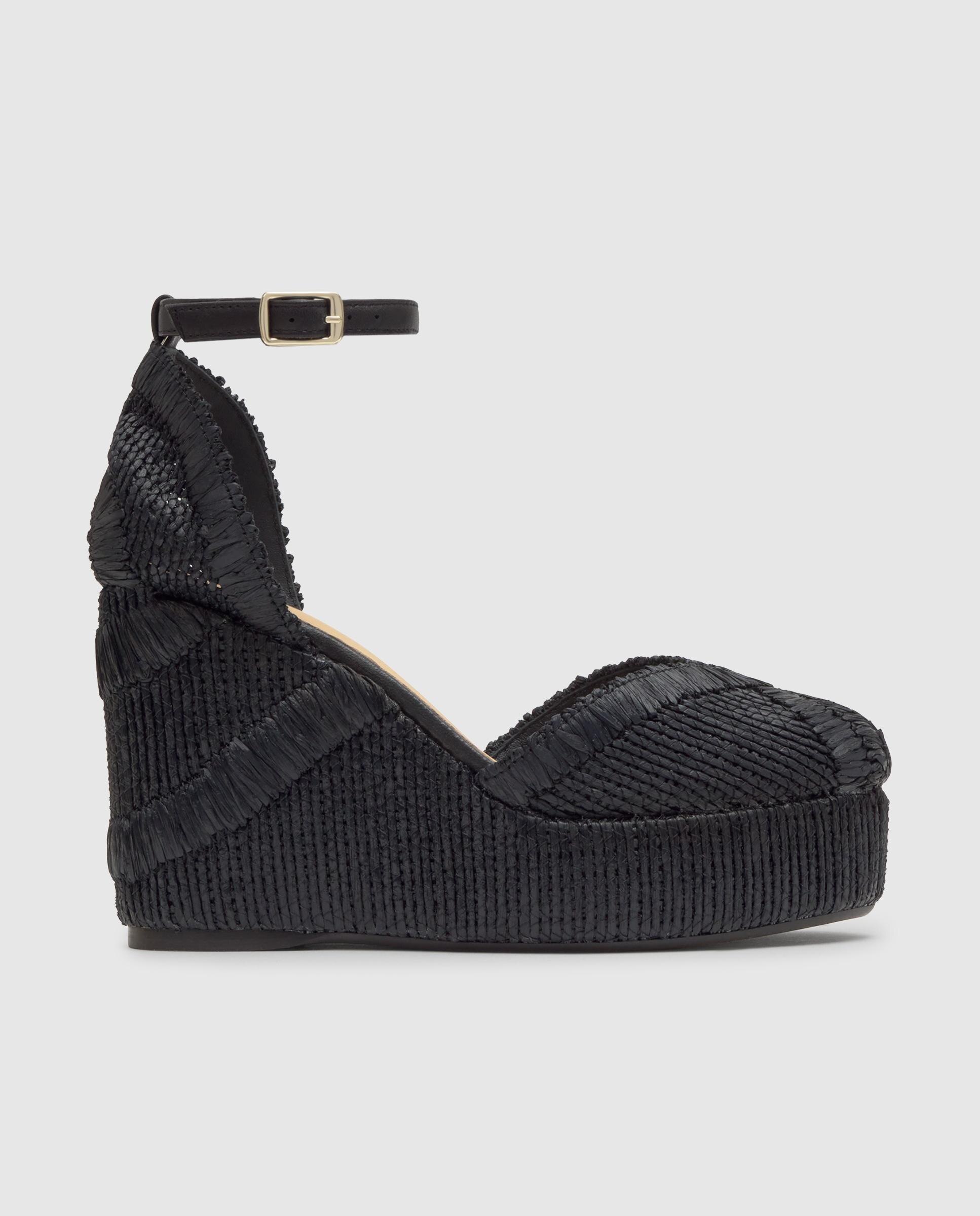 Alpargatas de cuña de mujer Charmie bordada con cierre de hebilla - Castañer - Negro Negro-1