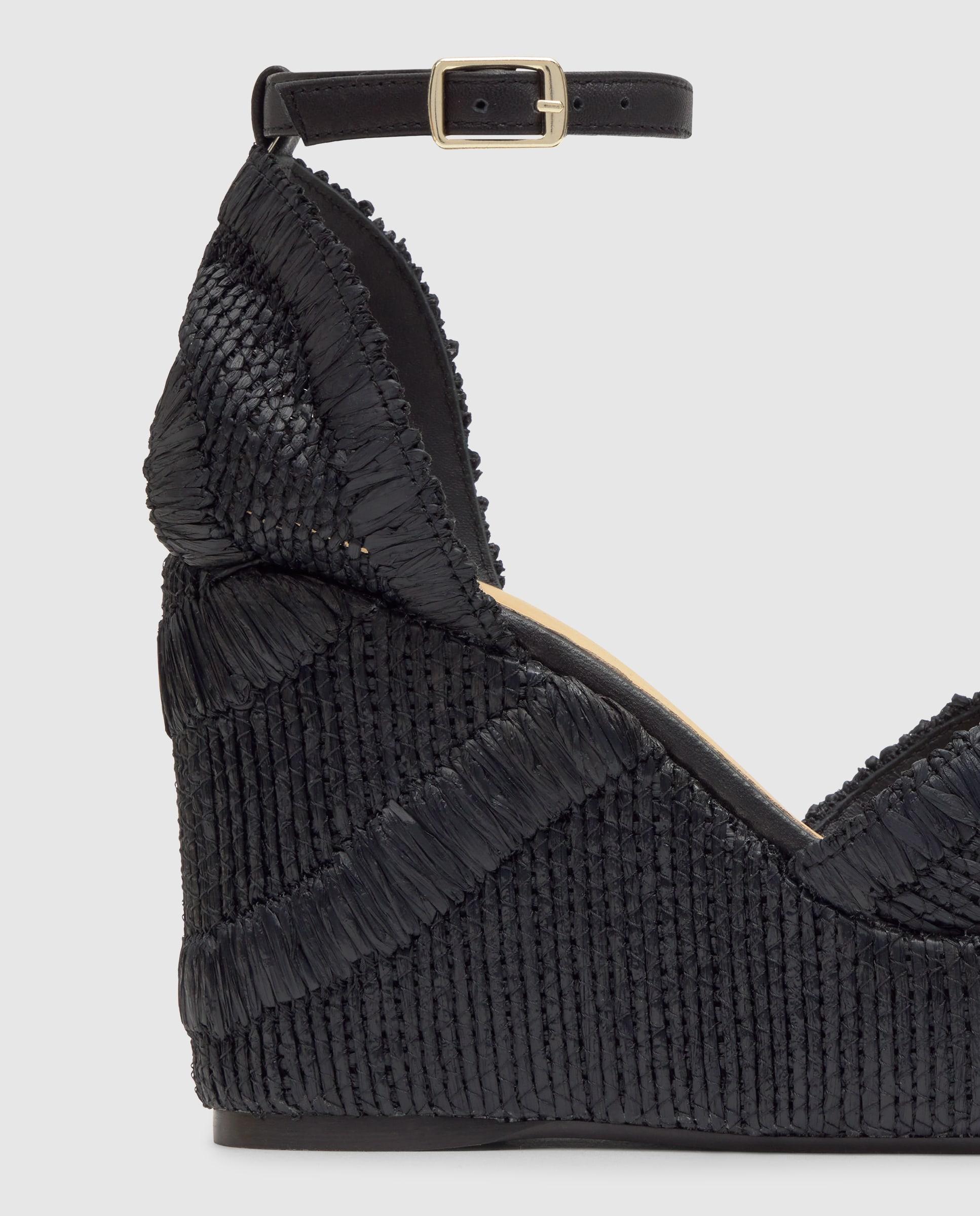 Alpargatas de cuña de mujer Charmie bordada con cierre de hebilla - Castañer - Negro Negro-4