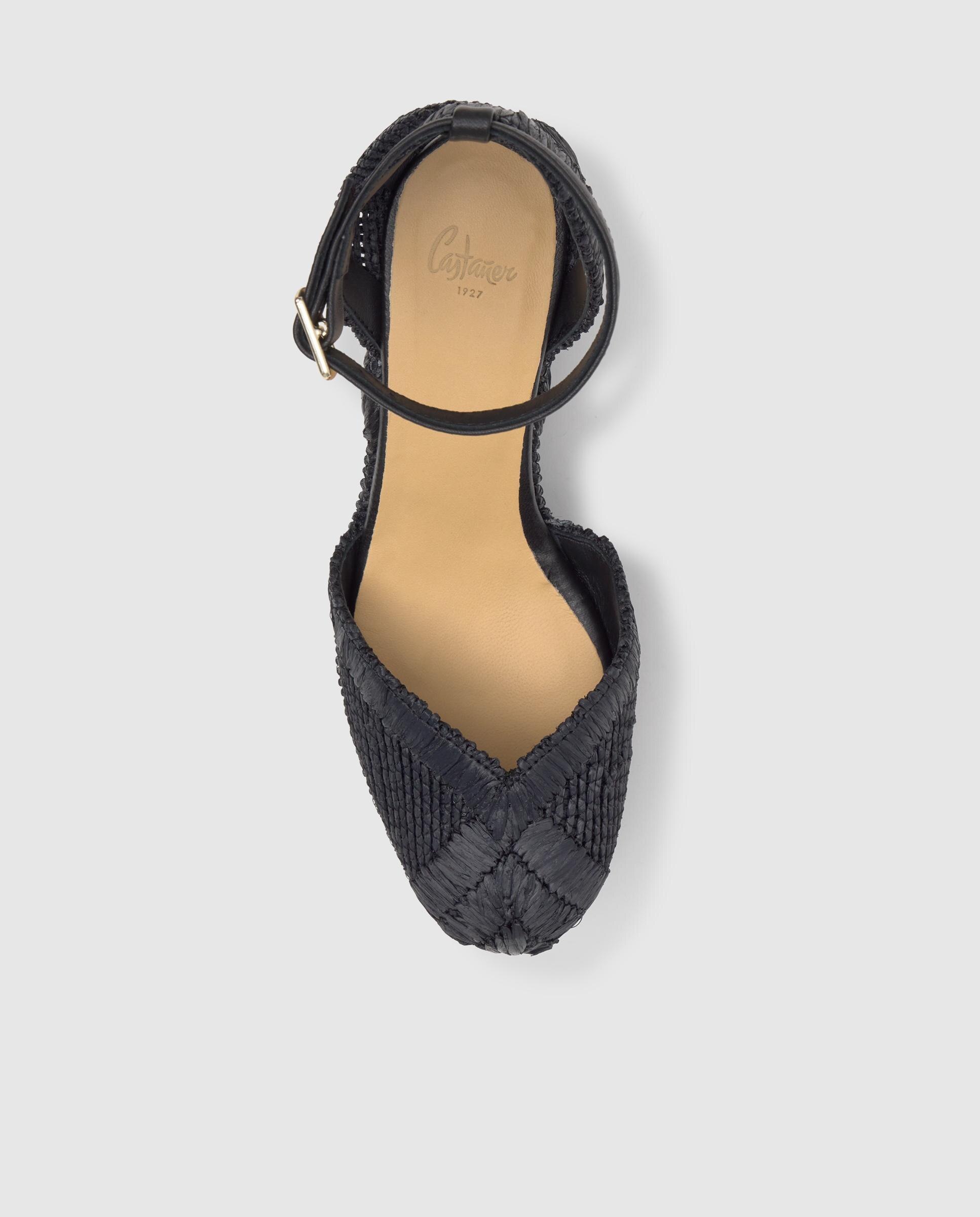 Alpargatas de cuña de mujer Charmie bordada con cierre de hebilla - Castañer - Negro Negro-6