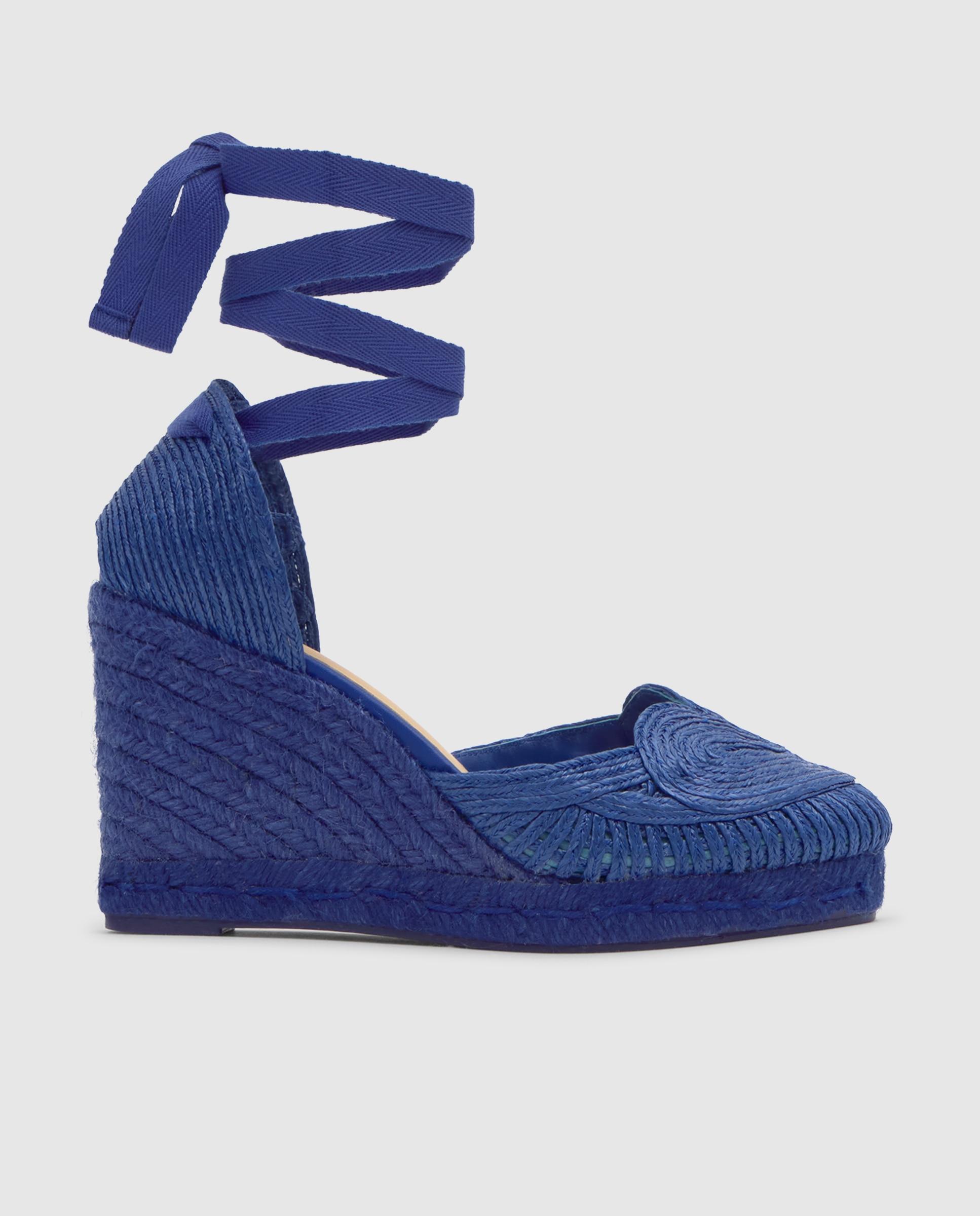 Alpargatas de cuña de mujer Cacia en rafia trenzada en forma de corazón - Castañer - Azul Azul-1