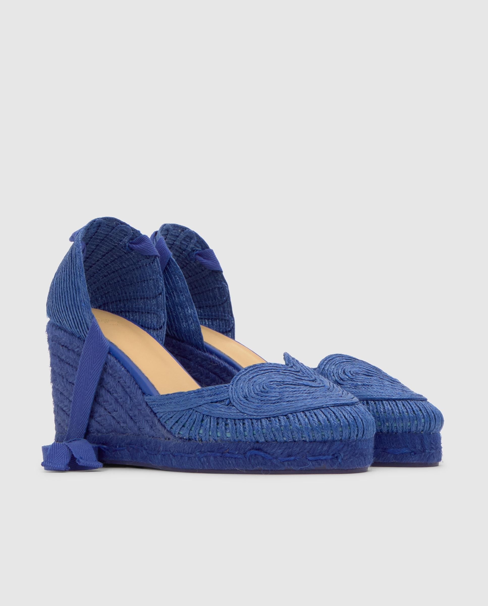 Alpargatas de cuña de mujer Cacia en rafia trenzada en forma de corazón - Castañer - Azul Azul-3