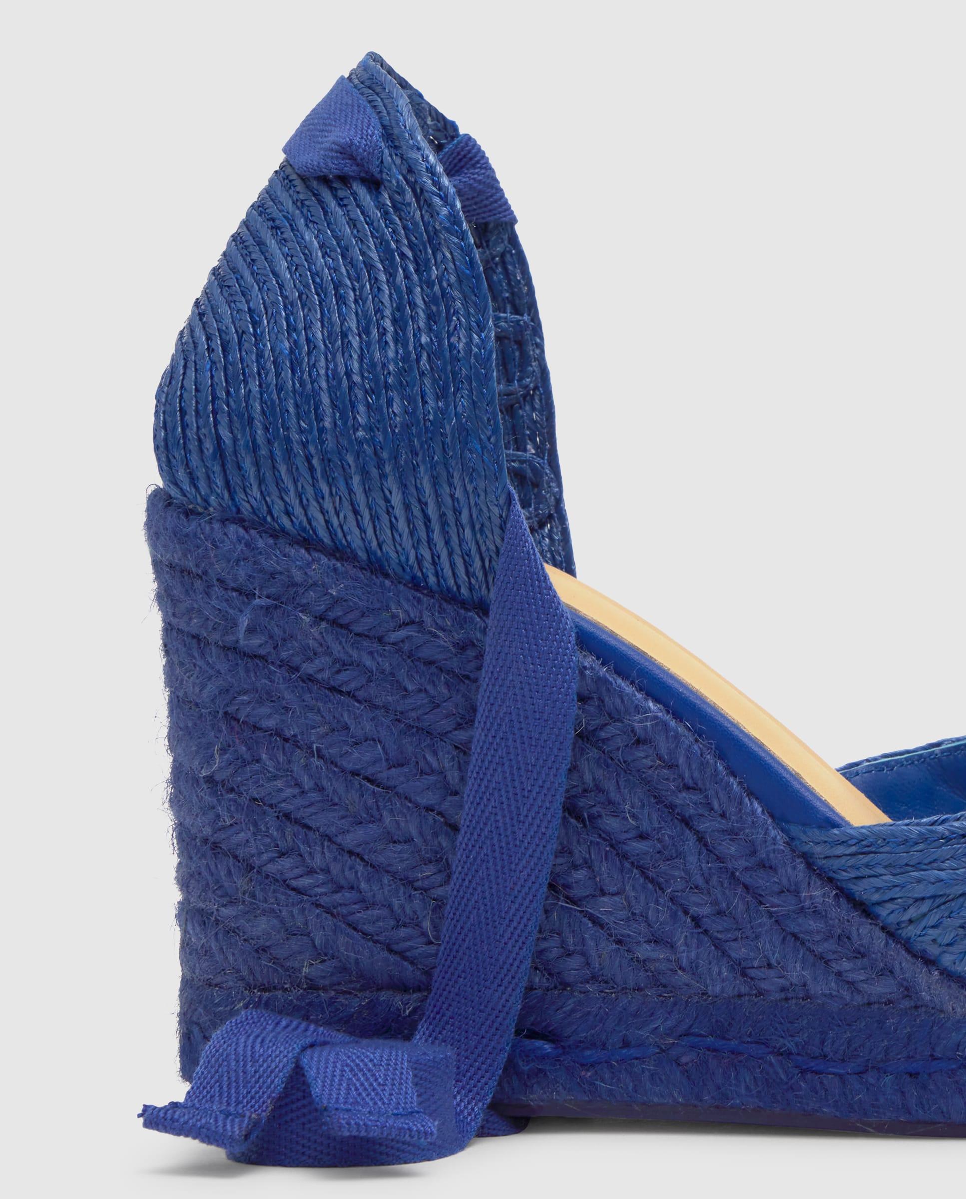Alpargatas de cuña de mujer Cacia en rafia trenzada en forma de corazón - Castañer - Azul Azul-4