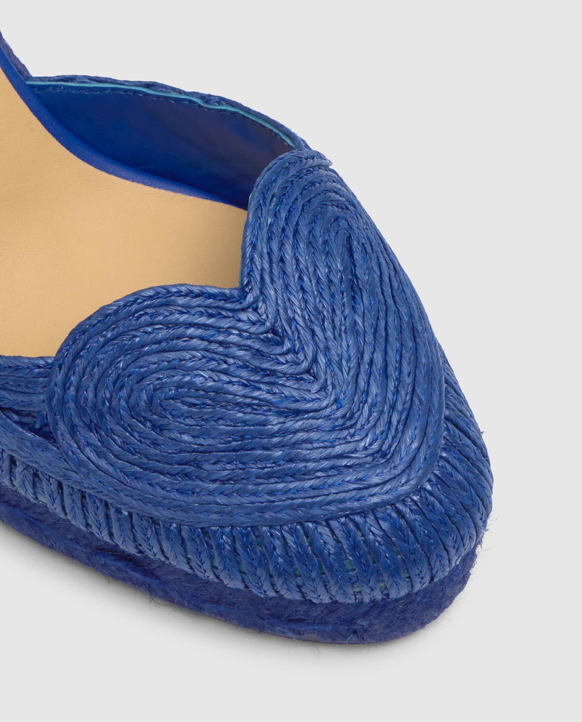 Alpargatas de cuña de mujer Cacia en rafia trenzada en forma de corazón - Castañer - Azul Azul-5