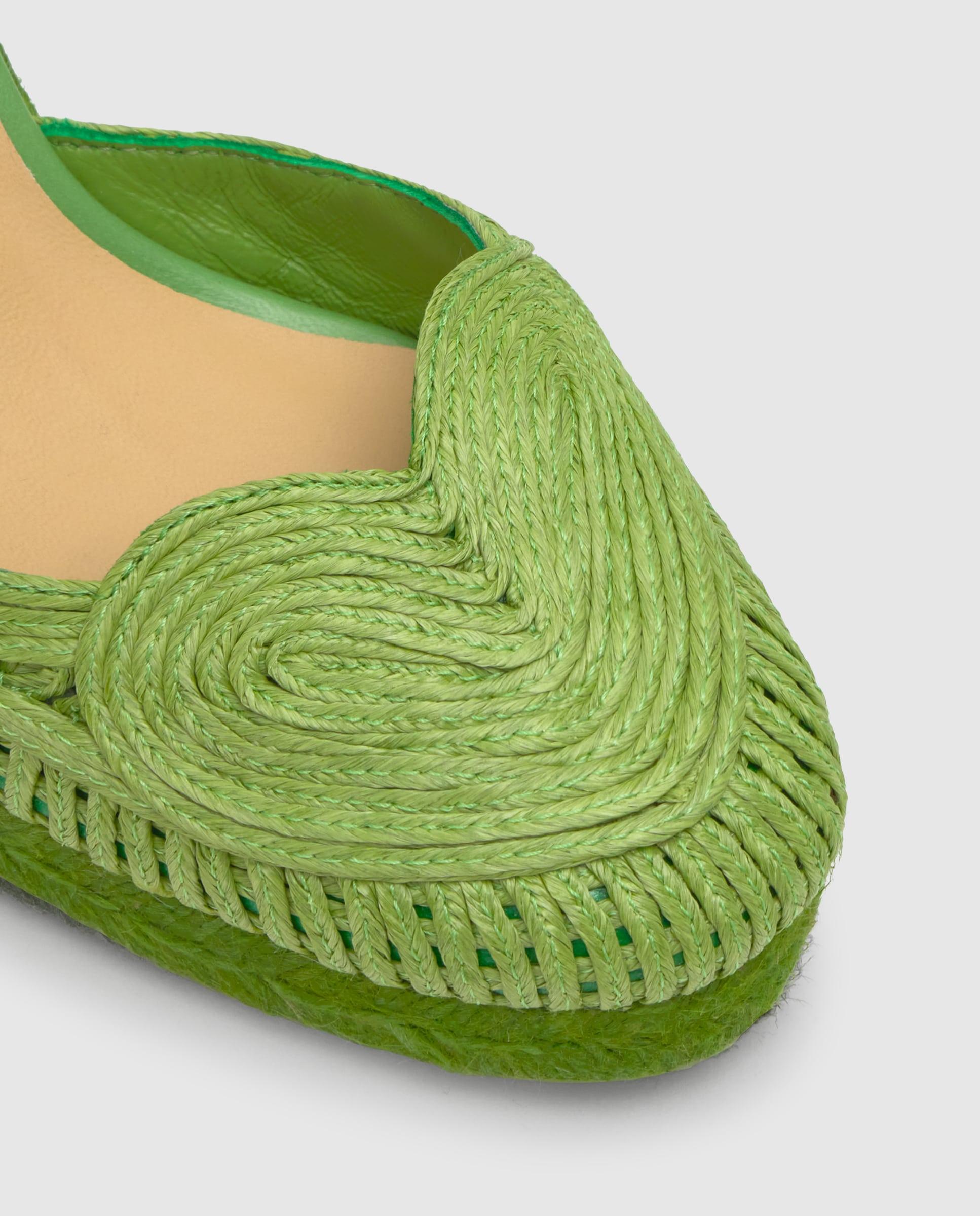 Alpargatas de cuña de mujer Cacia en rafia trenzada en forma de corazón - Castañer - Verde Verde-5