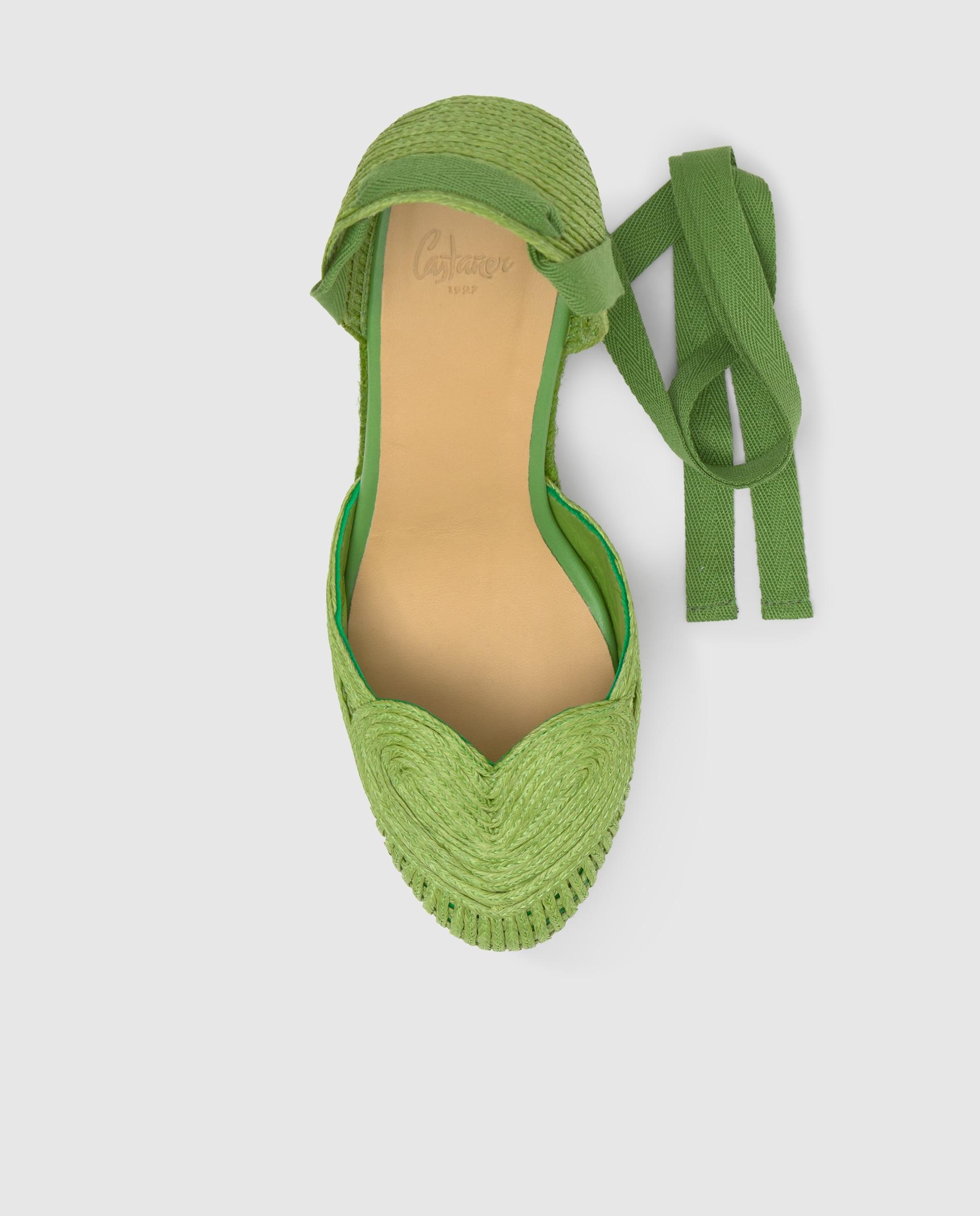 Alpargatas de cuña de mujer Cacia en rafia trenzada en forma de corazón - Castañer - Verde Verde-6