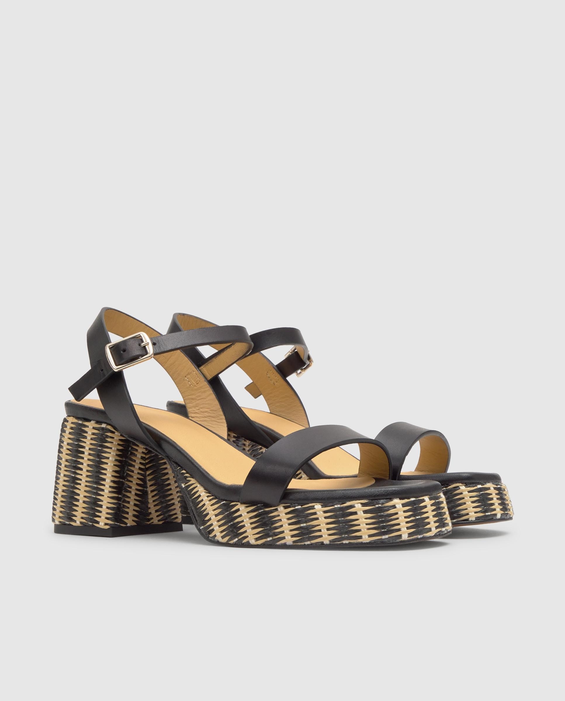 Sandalias de pala de mujer Voramar con cierre de hebilla y plantilla acolchada - Castañer - Negro / Natural Negro / Natural-3