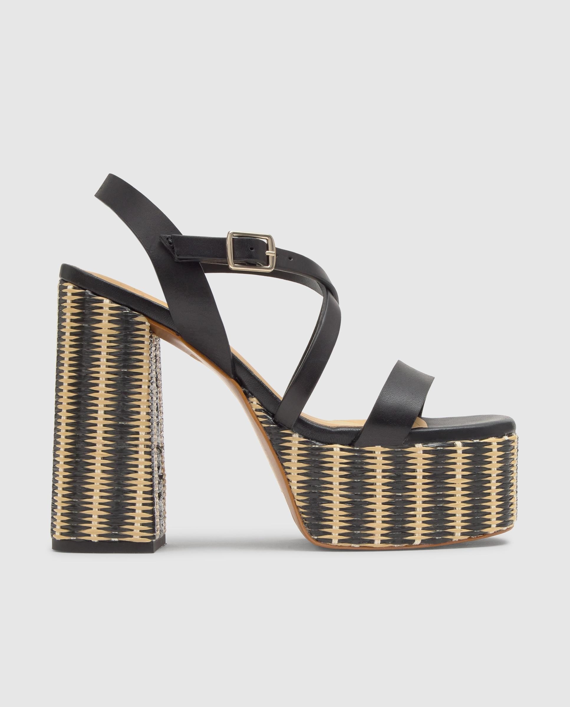 Imagen 0 de Sandalias de tiras de mujer Felisa con cierre de hebilla y plantilla acolchada Negro / Natural