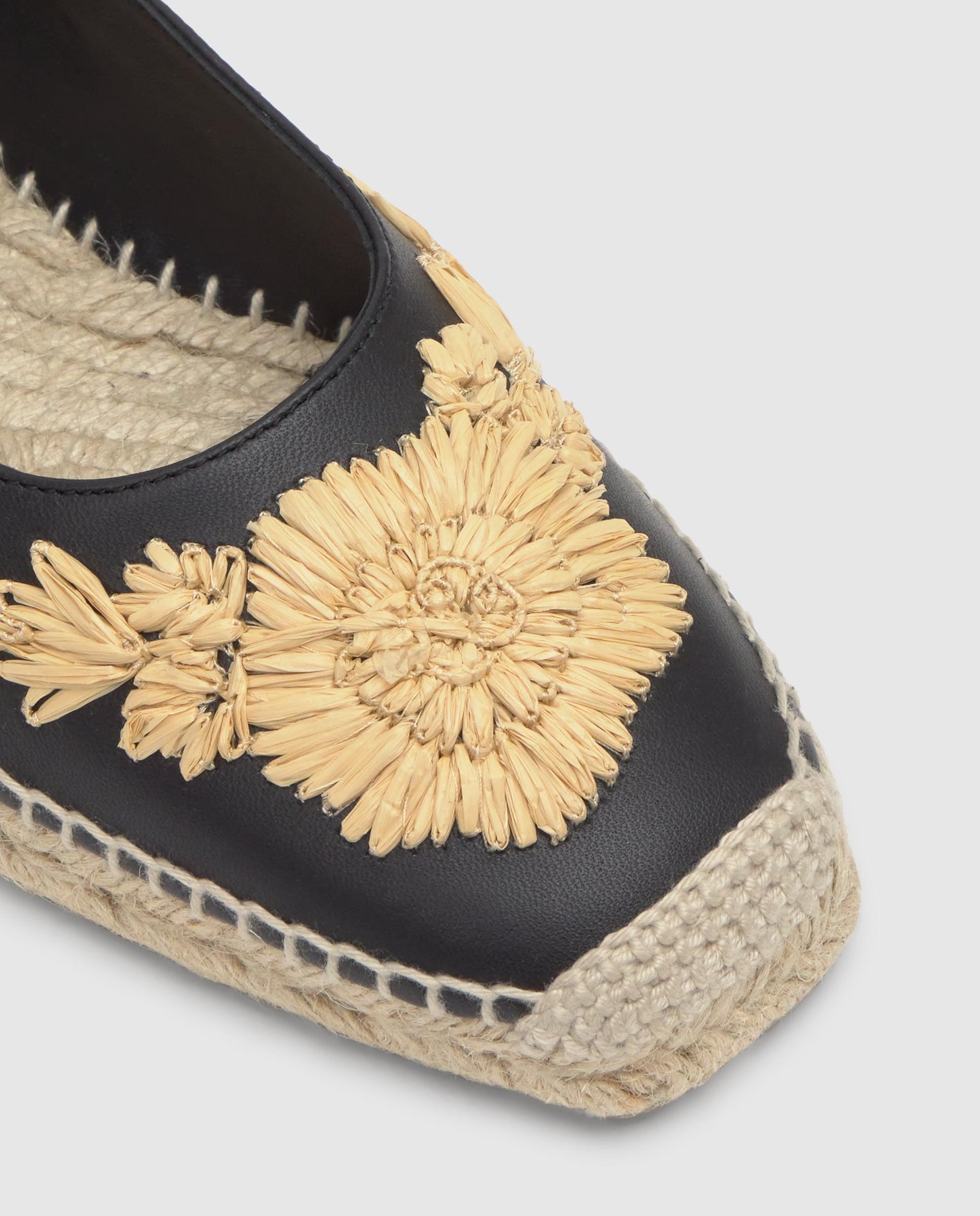 Alpargatas planas de mujer estilo bailarinas Paris con bordados y suela cosida a mano - Castañer - Negro / Natural Negro / Natural-5