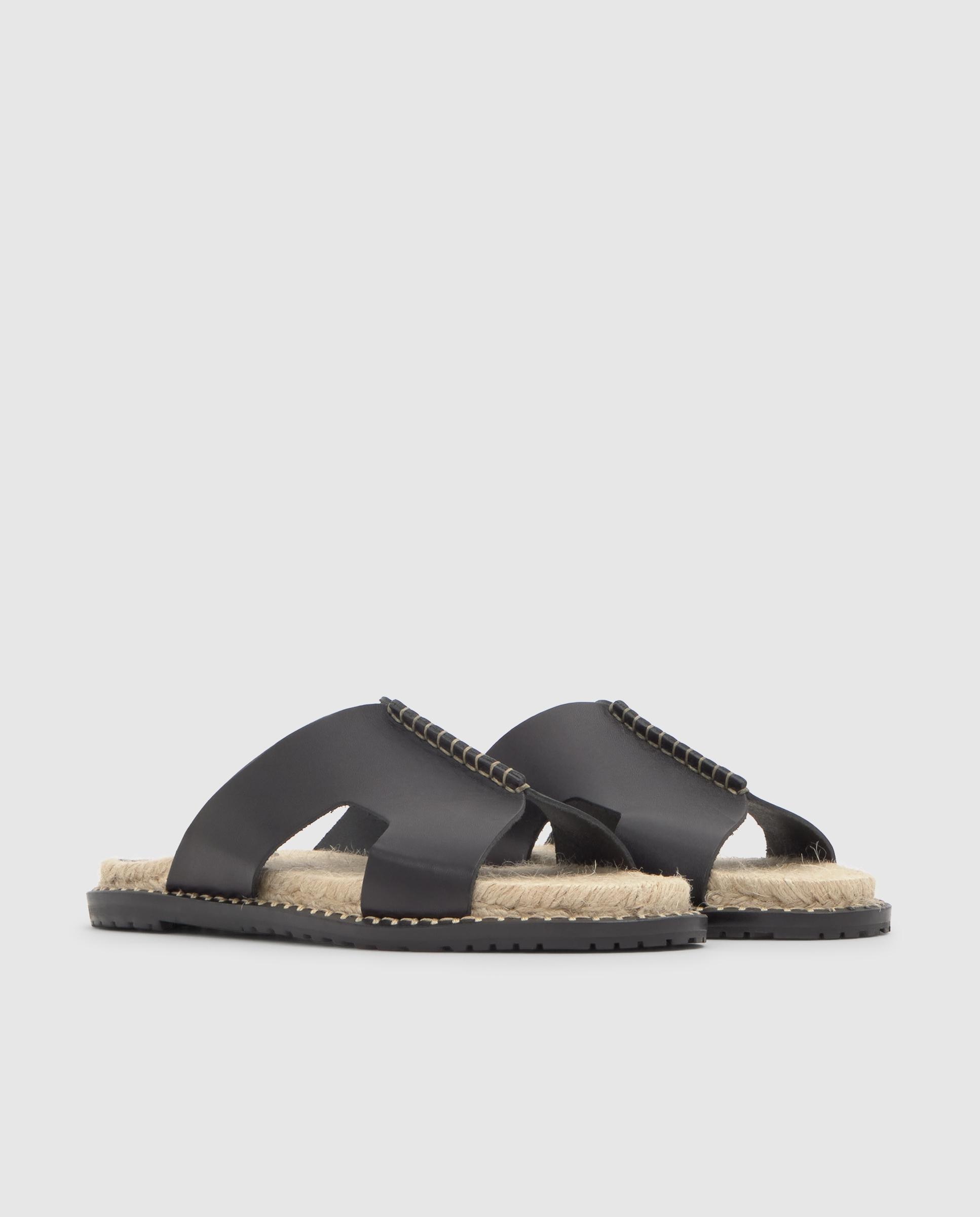 Sandalias de pala de mujer Piti con detalle inspirado en las trenzas de yute - Castañer - Negro Negro-4