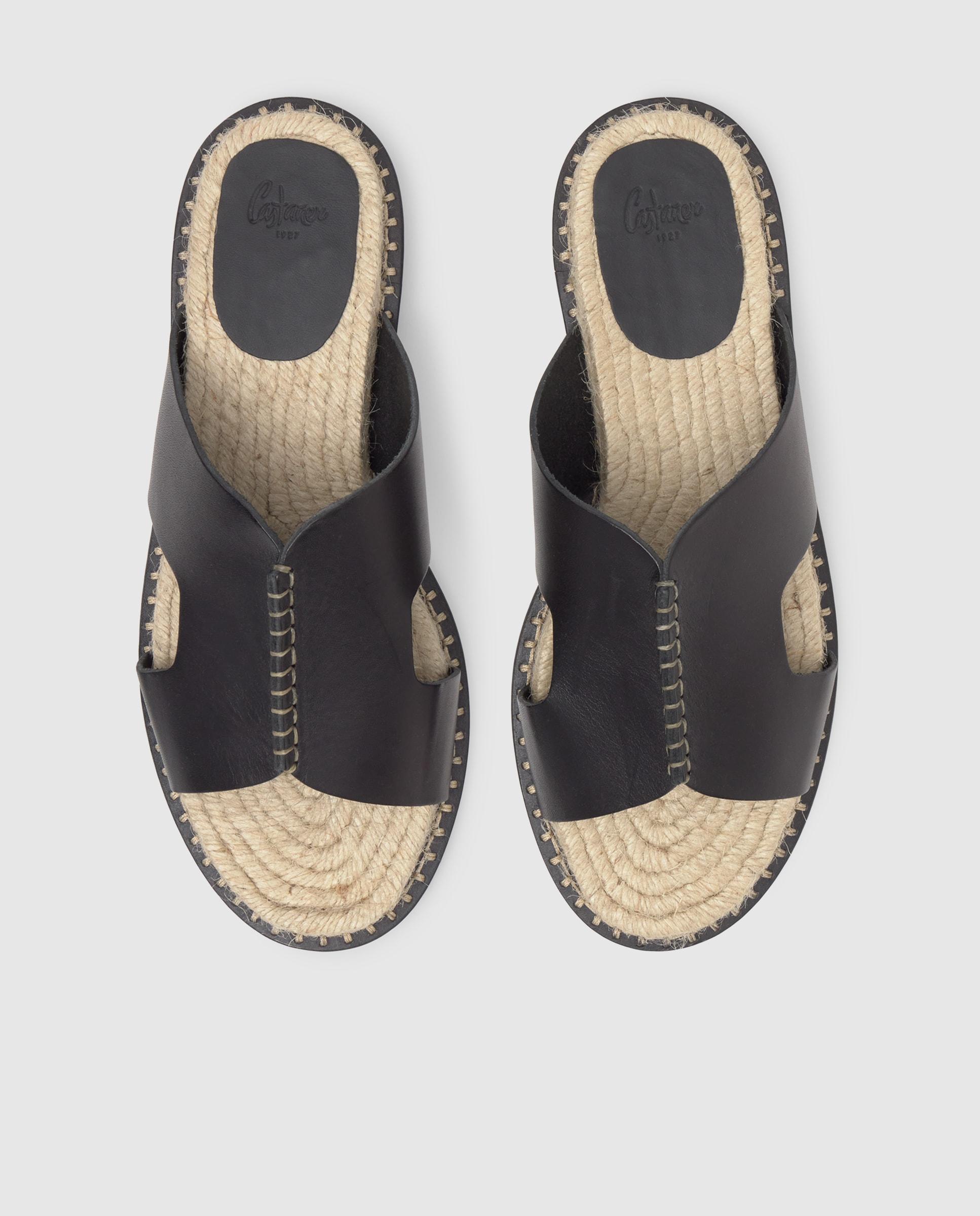 Sandalias de pala de mujer Piti con detalle inspirado en las trenzas de yute - Castañer - Negro Negro-3