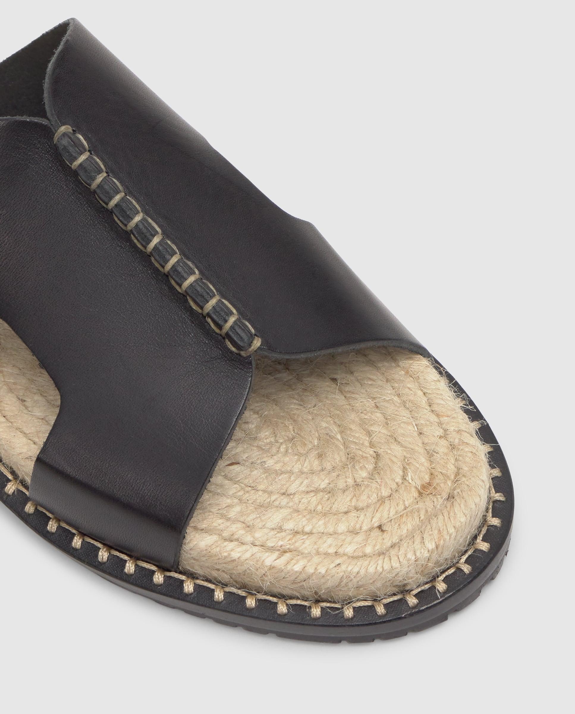 Sandalias de pala de mujer Piti con detalle inspirado en las trenzas de yute - Castañer - Negro Negro-5