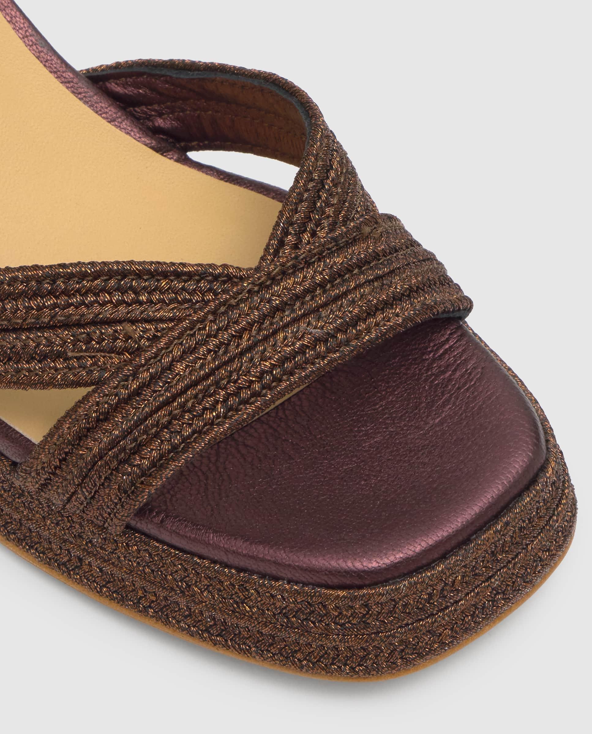 Sandalias de tiras de mujer Vallita con trenzado metalizado y cierre de hebilla - Castañer - Marrón oscuro Marrón oscuro-5