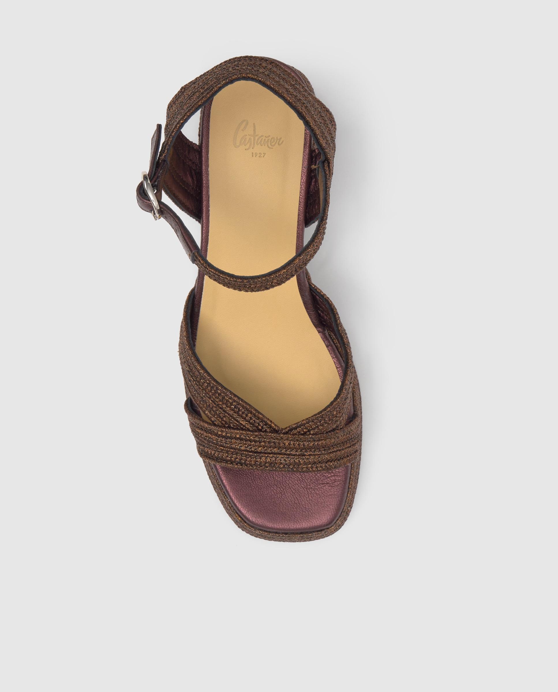 Sandalias de tiras de mujer Vallita con trenzado metalizado y cierre de hebilla - Castañer - Marrón oscuro Marrón oscuro-6