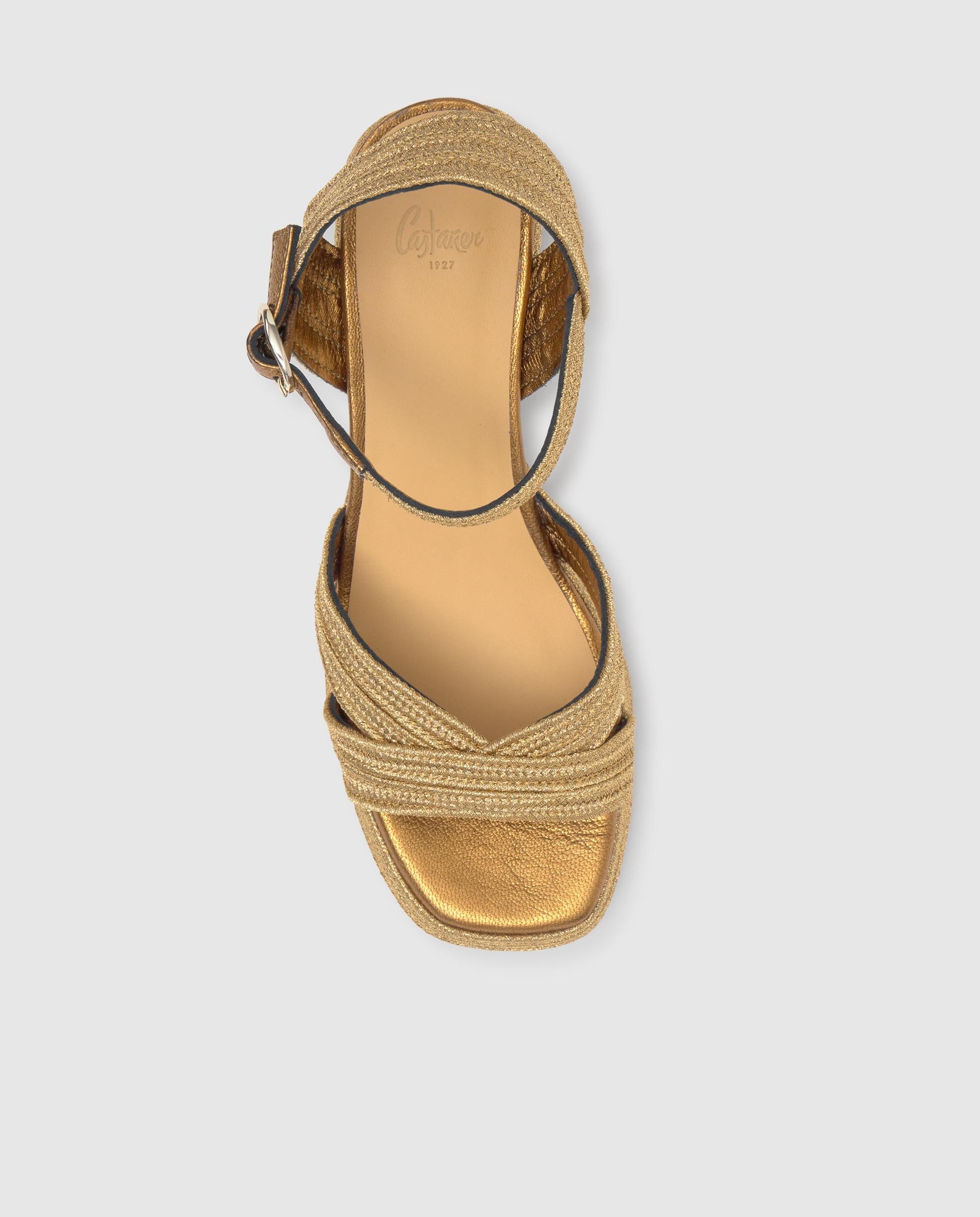 Sandalias de tiras de mujer Vallita con trenzado metalizado y cierre de hebilla - Castañer - Oro Oro-6