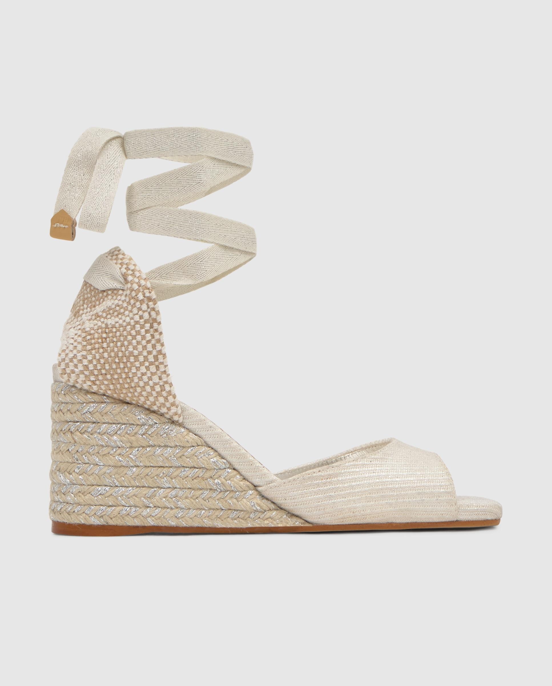 Sandalias de cuña de mujer Brittany con cierre de cintas - Castañer - Plata Plata-1