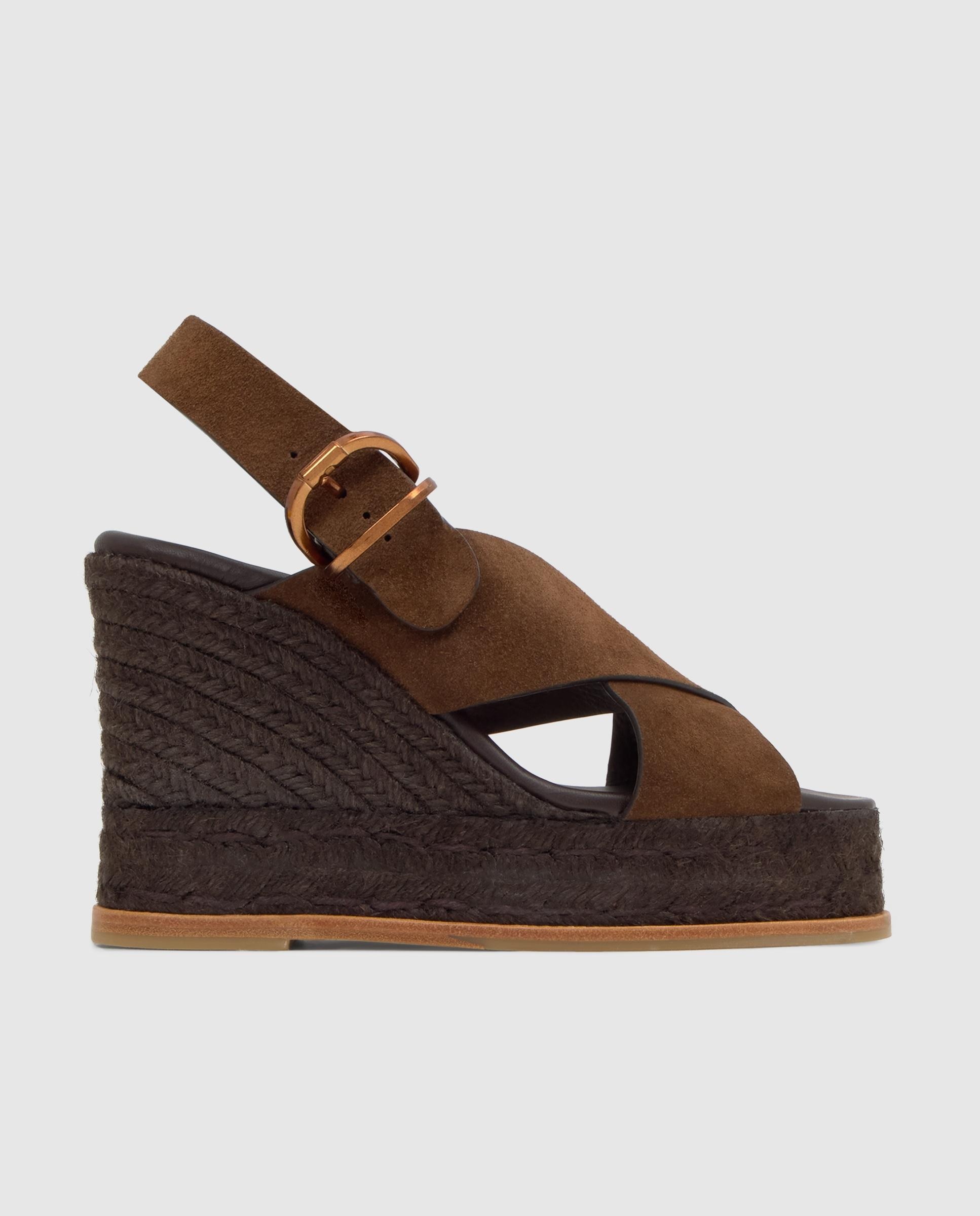 Sandalias de cuña de mujer Betina con cierre de hebilla - Castañer - Marrón chocolate Marrón chocolate-1