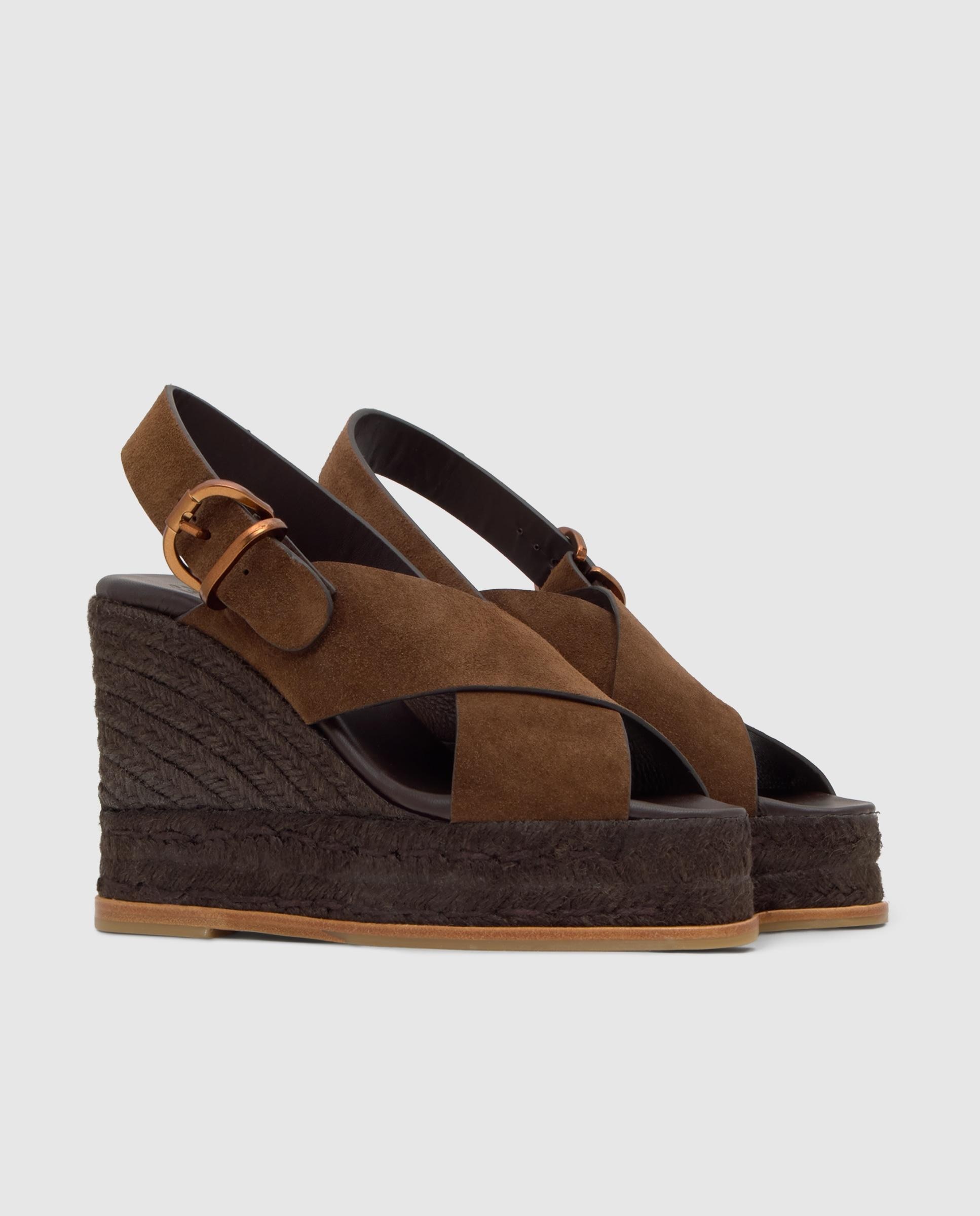Sandalias de cuña de mujer Betina con cierre de hebilla - Castañer - Marrón chocolate Marrón chocolate-3