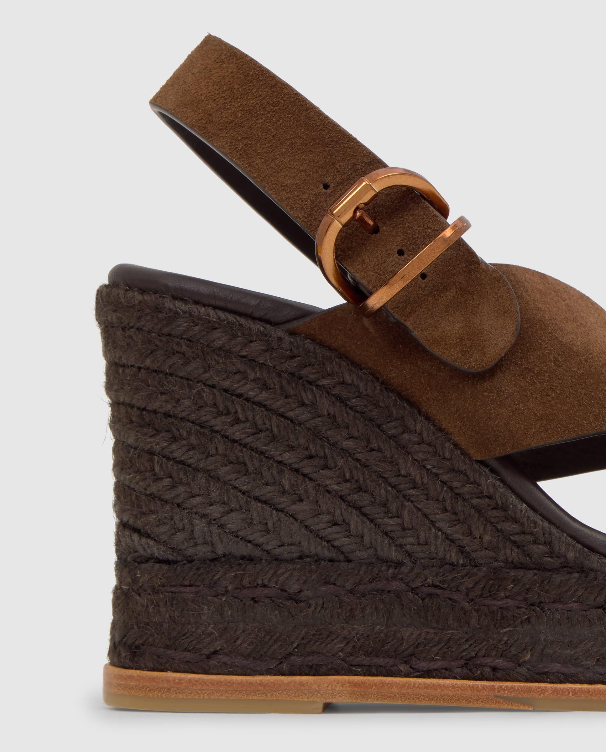 Sandalias de cuña de mujer Betina con cierre de hebilla - Castañer - Marrón chocolate Marrón chocolate-4