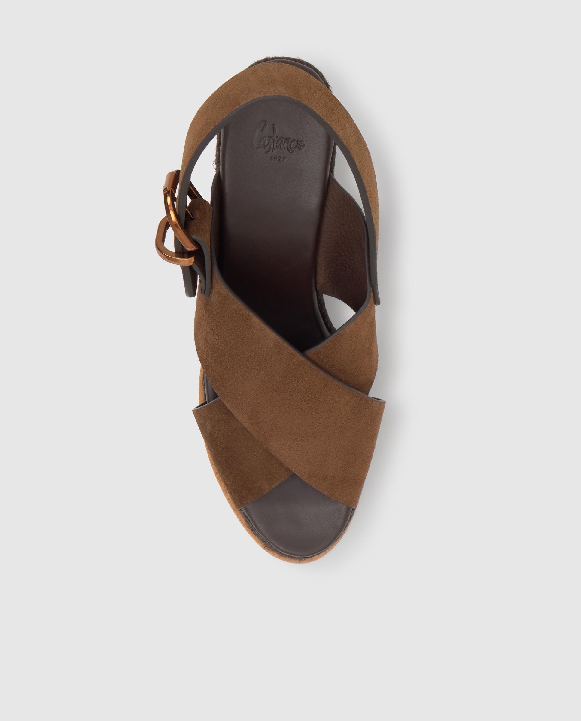 Sandalias de cuña de mujer Betina con cierre de hebilla - Castañer - Marrón chocolate Marrón chocolate-6
