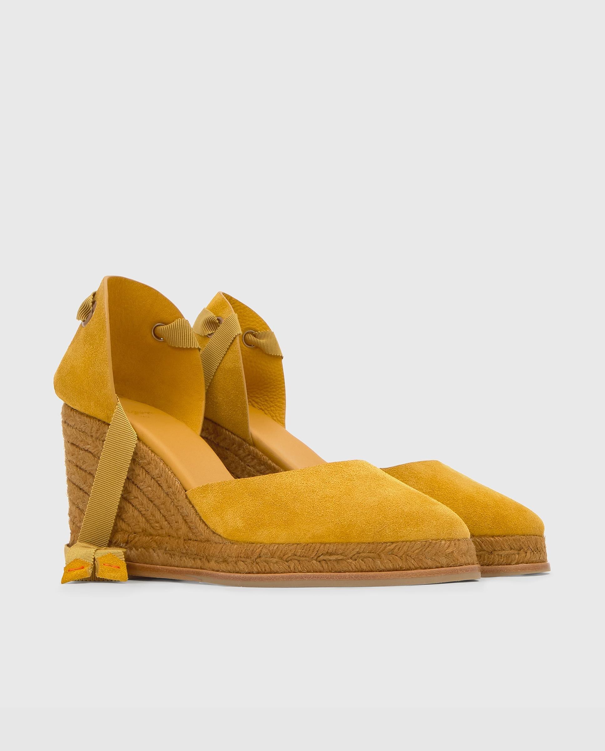 Alpargatas con cintas de mujer Camila de serraje - Castañer - Amarillo Amarillo-3