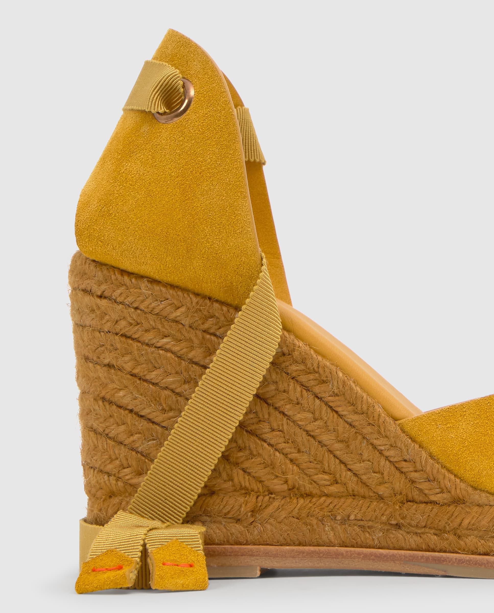 Alpargatas con cintas de mujer Camila de serraje - Castañer - Amarillo Amarillo-4