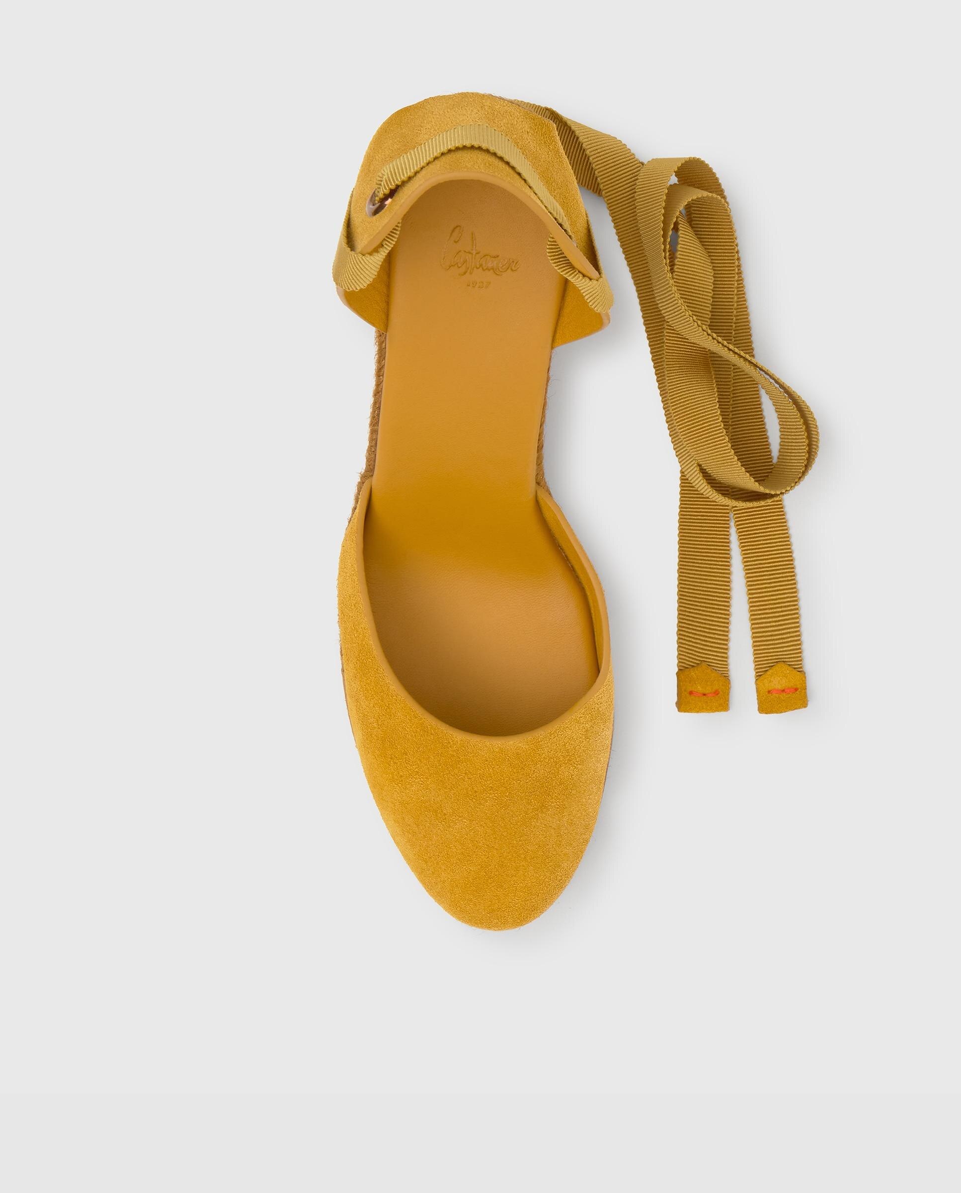 Alpargatas con cintas de mujer Camila de serraje - Castañer - Amarillo Amarillo-6