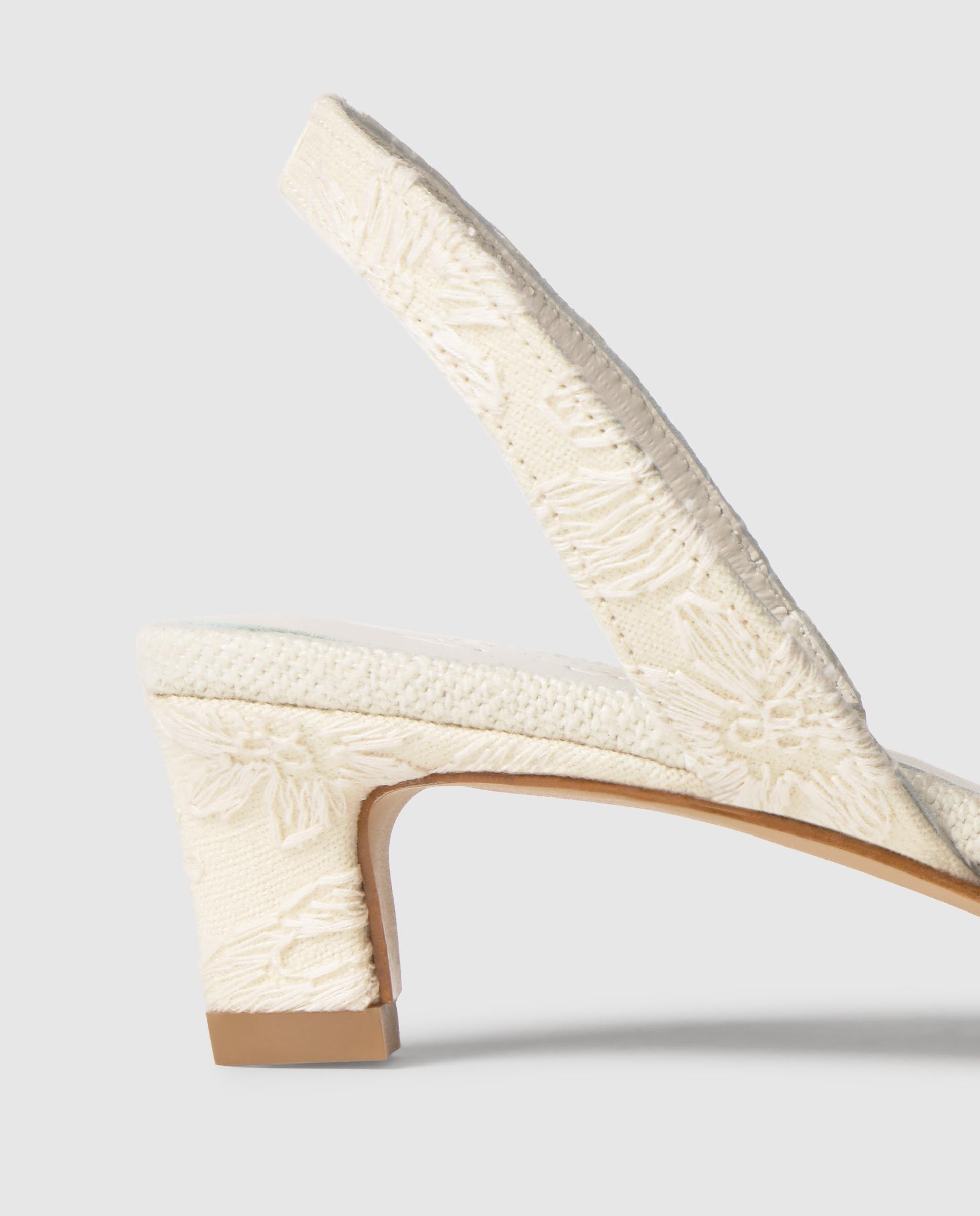 Imagen 5 de Mules de tacón de mujer destalonados Aran en tejido jacquard floral - Crudo Crudo