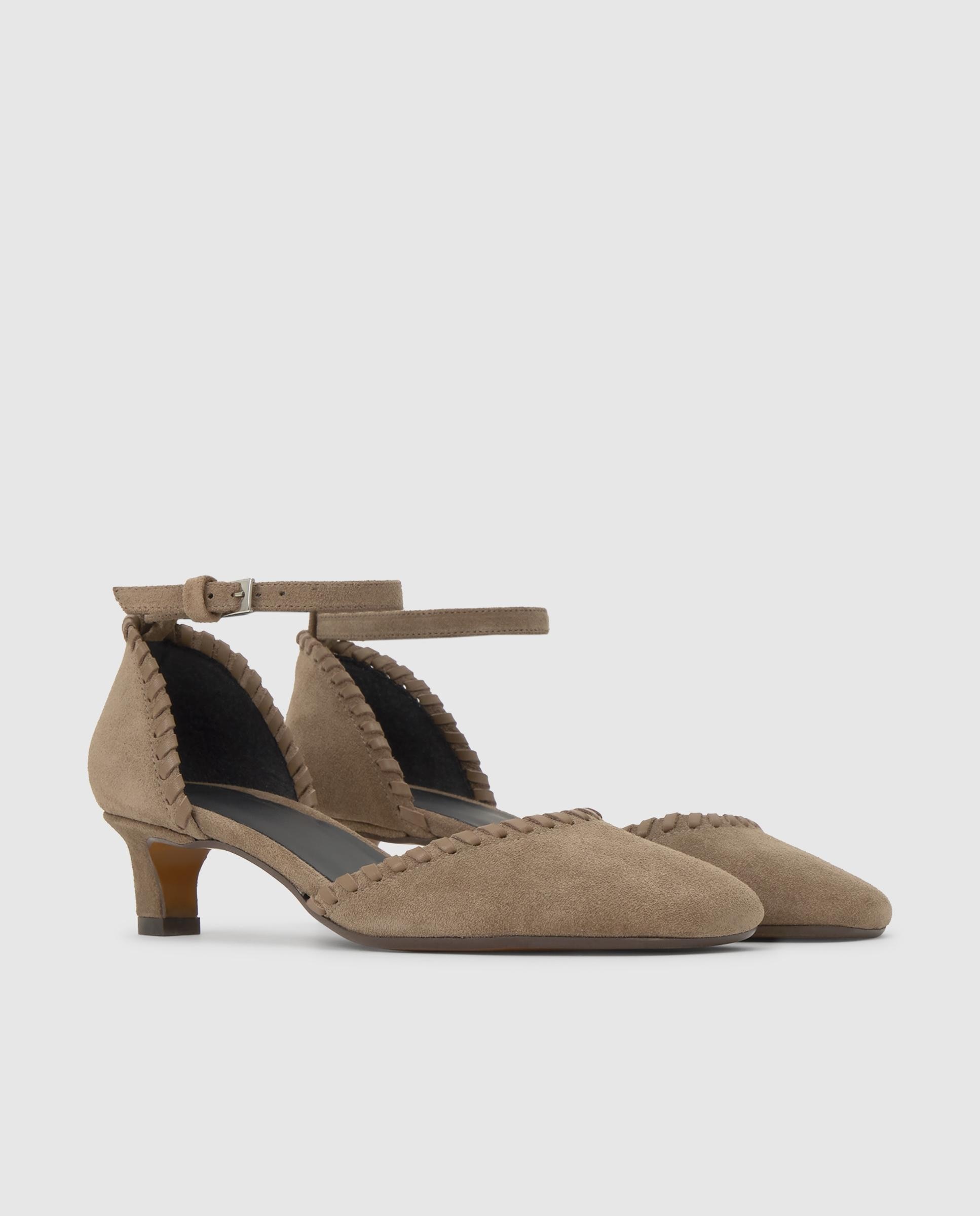 Zapatos de salón adela de mujer en serraje con tacón - Castañer - Topo Topo-2