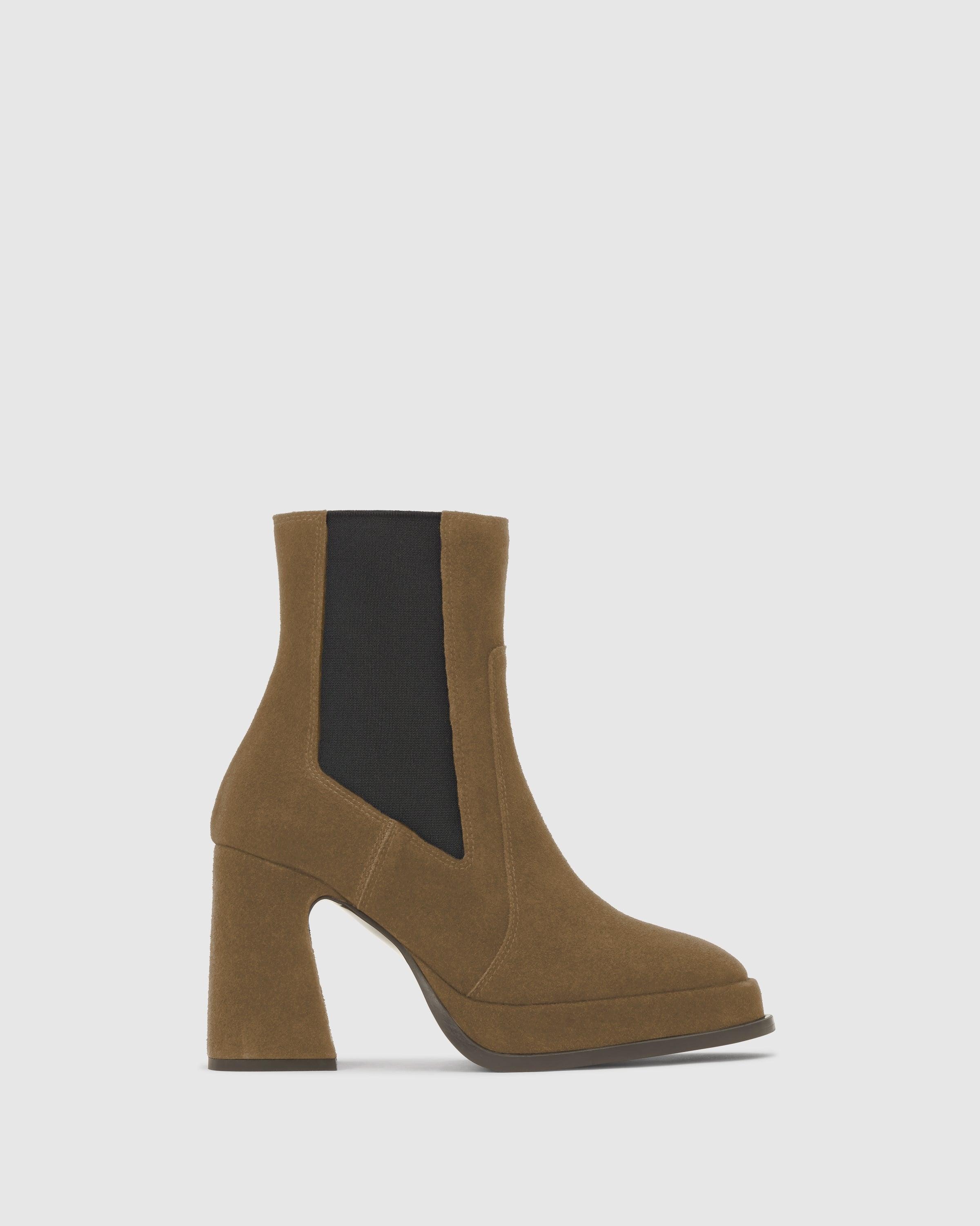 Imagen 0 de Botines becky de mujer en serraje con tacón y elásticos Marrón claro