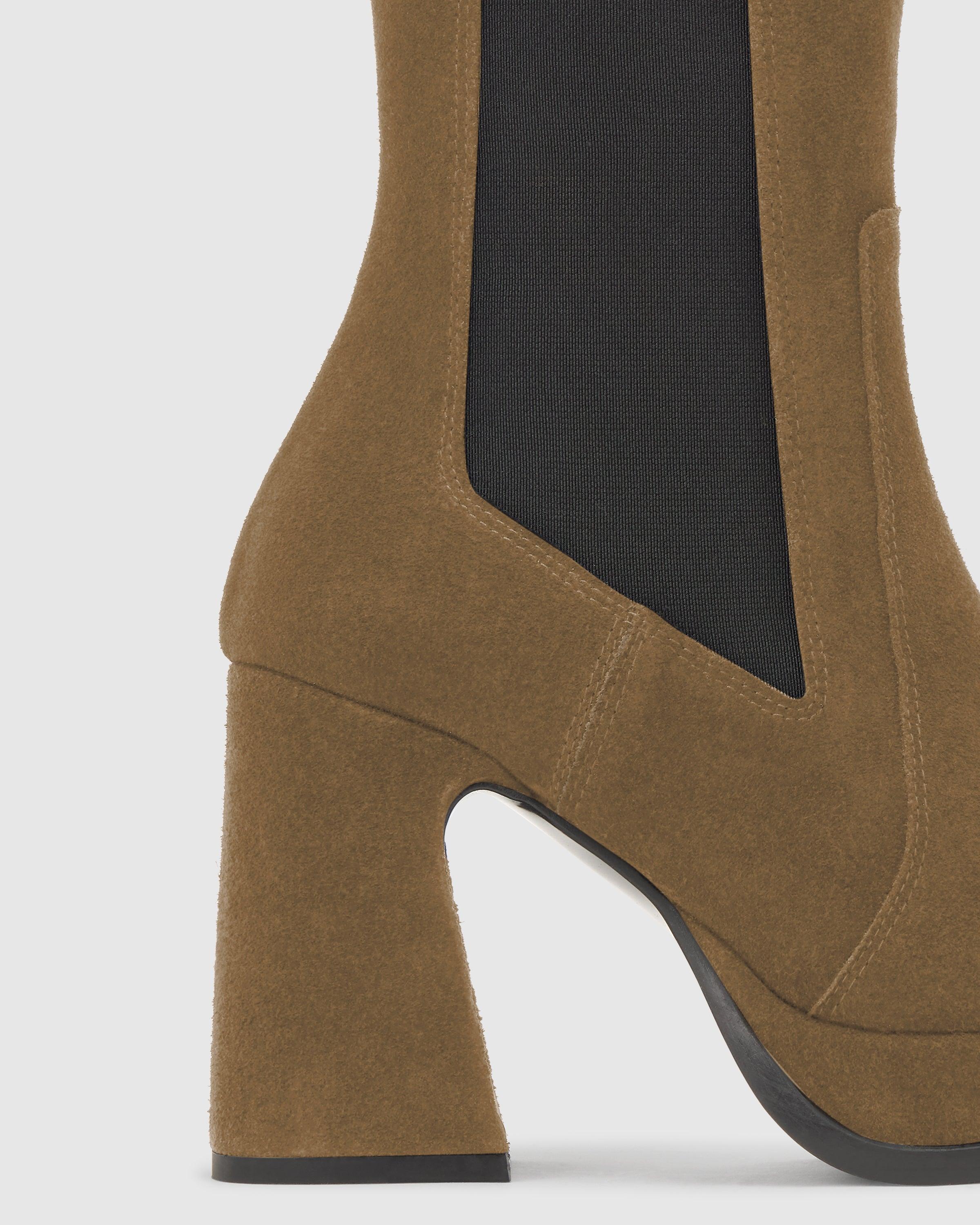 Botines becky de mujer en serraje con tacón y elásticos - Castañer - Marrón claro Marrón claro-3