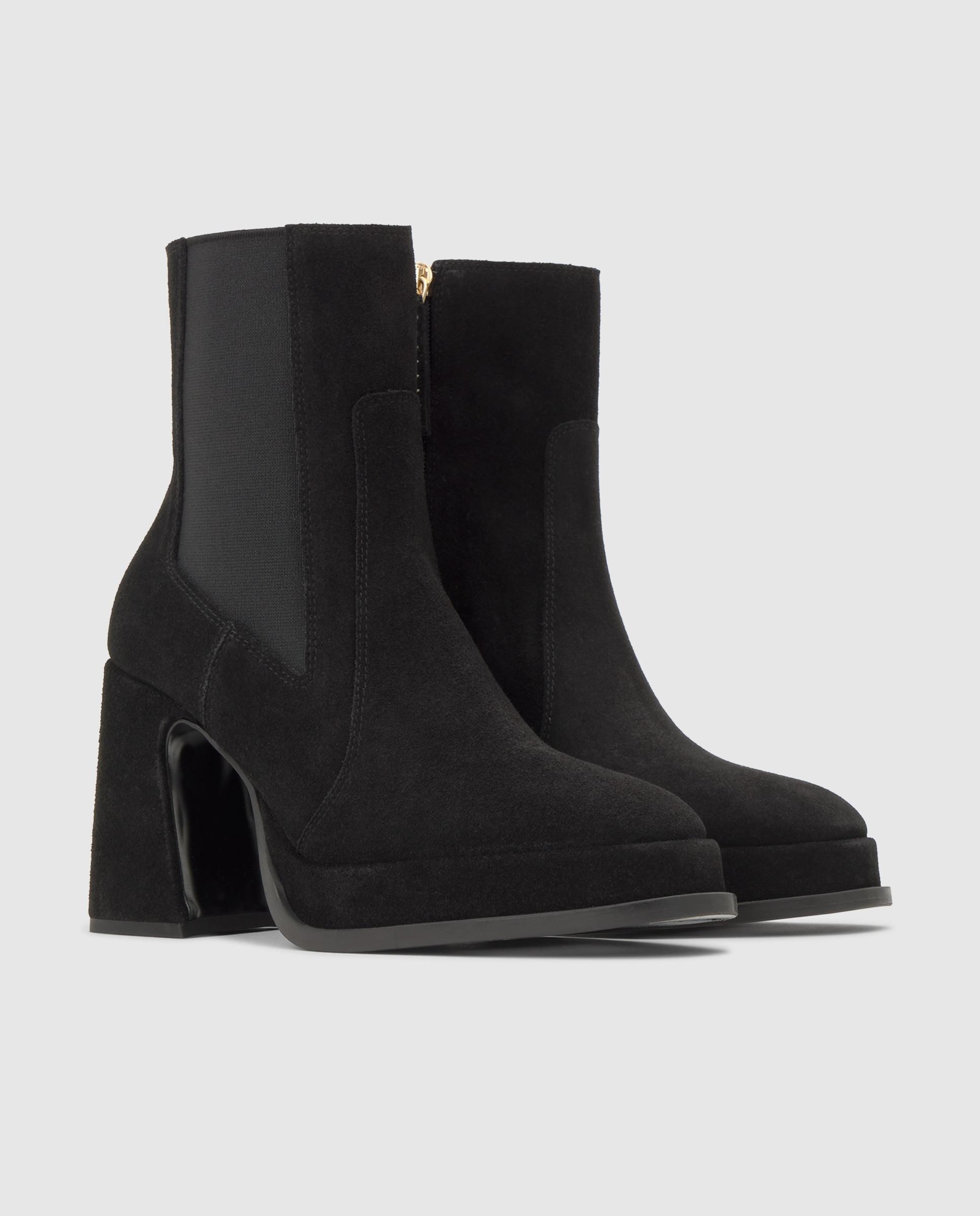 Botines becky de mujer en serraje con tacón y elásticos - Castañer - Negro Negro-2