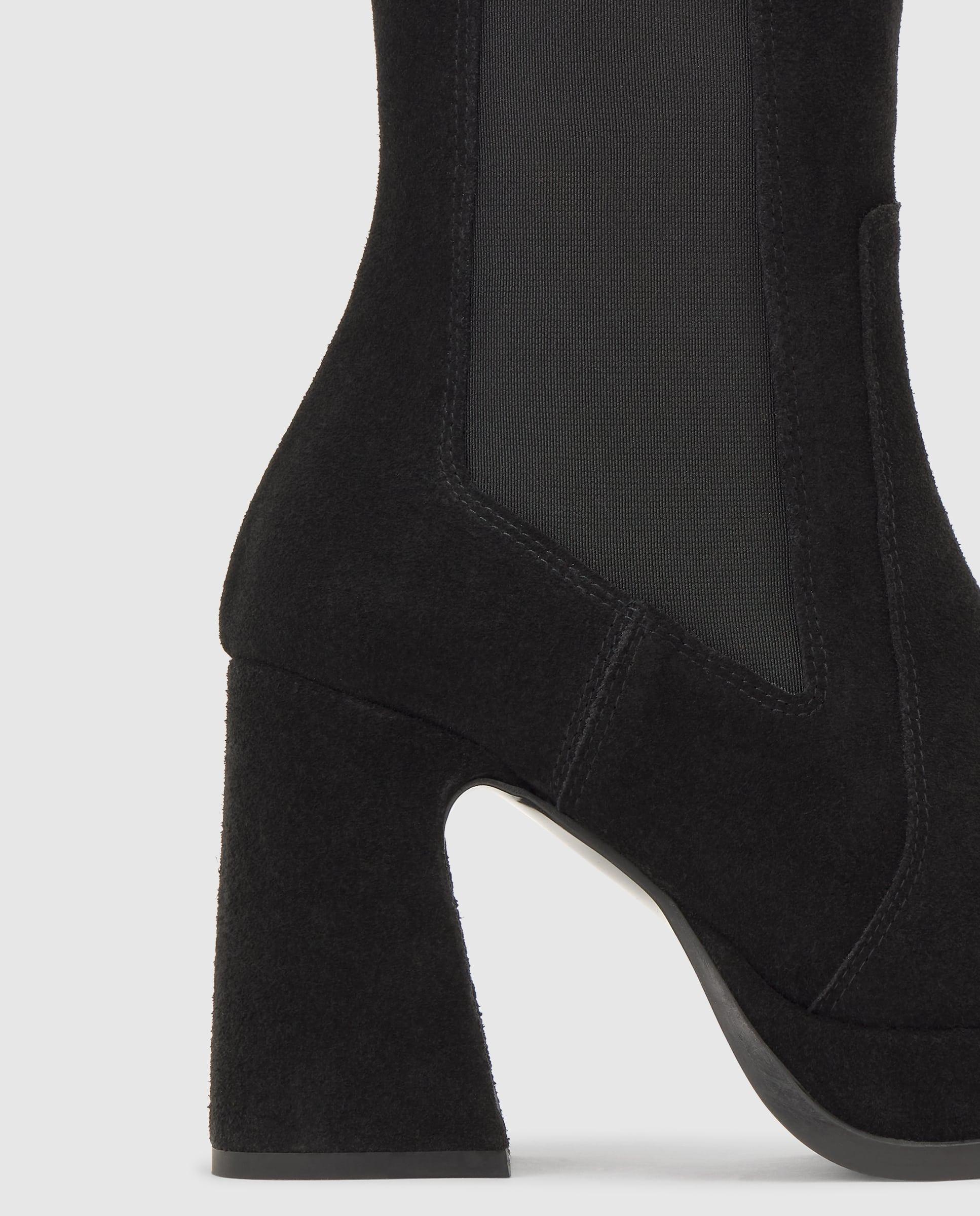 Botines becky de mujer en serraje con tacón y elásticos - Castañer - Negro Negro-3