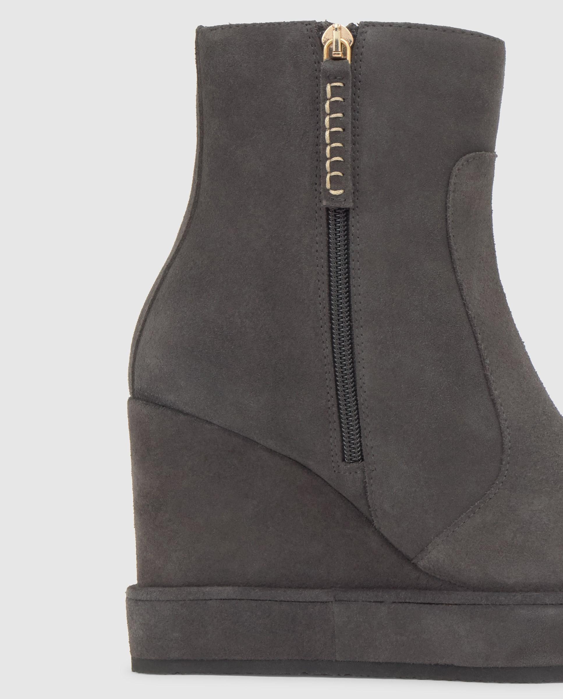 Imagen 3 de Botines de cuña brisbane de mujer en serraje con cremallera - Castañer - Gris Gris