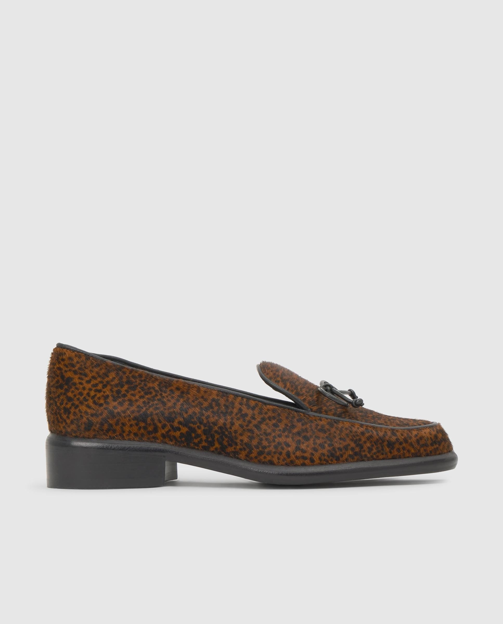 Mocasines con tacón elisa en pelo de vaca con estampado animal - Castañer - Marrón Marrón-1