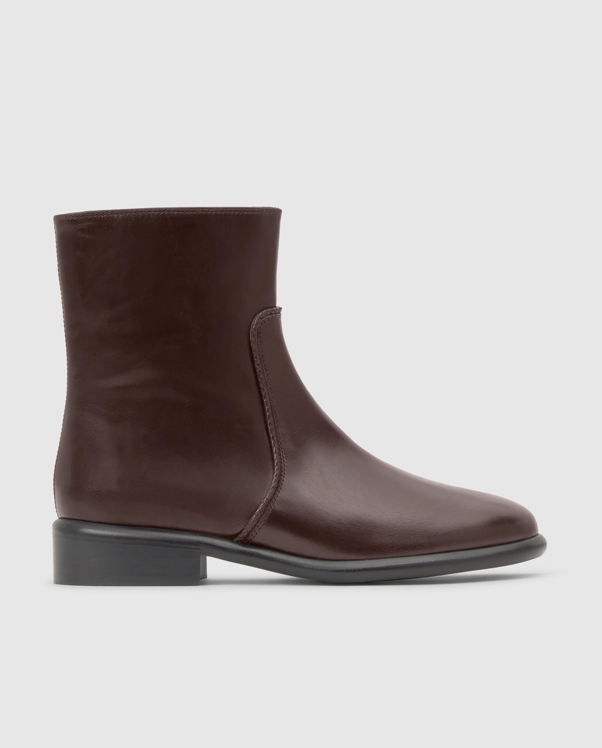 Botines planos elsa de mujer en napa estilo biker - Castañer - Marrón oscuro Marrón oscuro-1