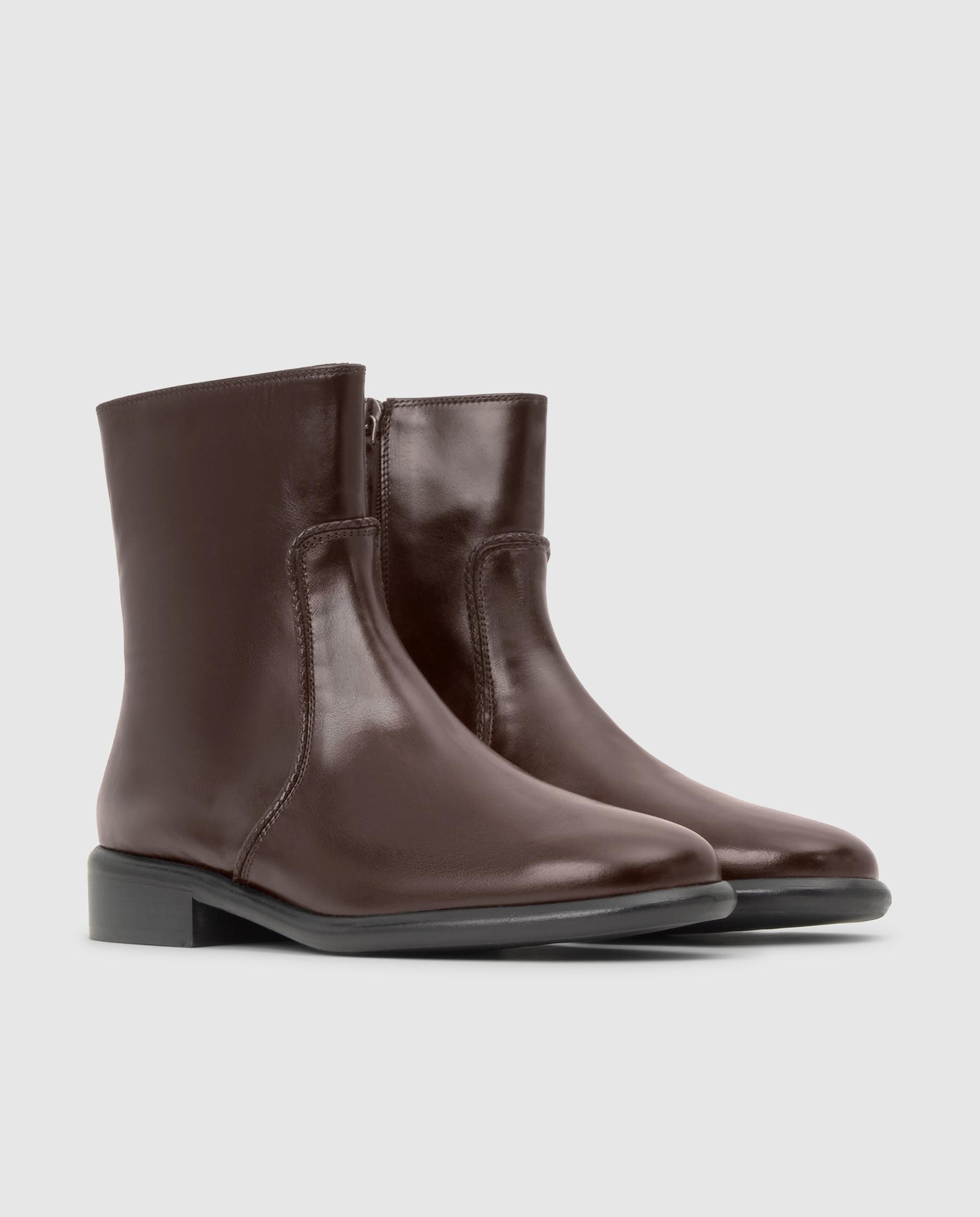 Botines planos elsa de mujer en napa estilo biker - Castañer - Marrón oscuro Marrón oscuro-2