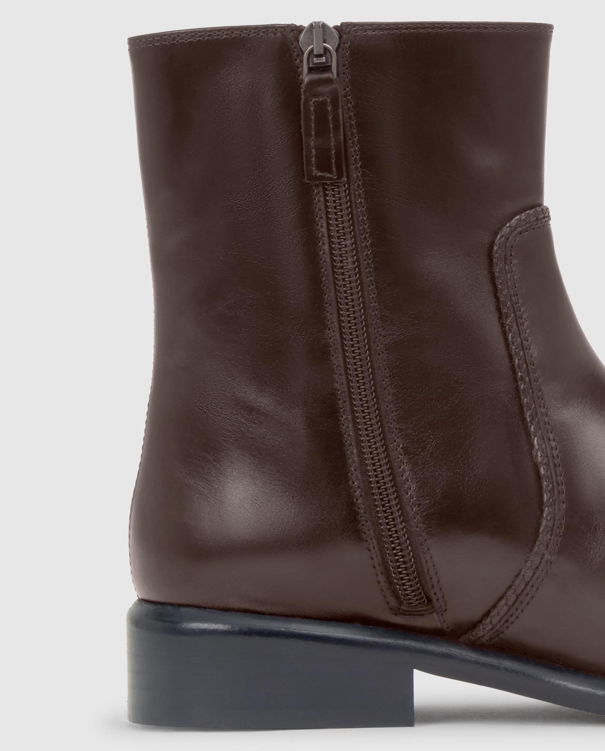 Botines planos elsa de mujer en napa estilo biker - Castañer - Marrón oscuro Marrón oscuro-3