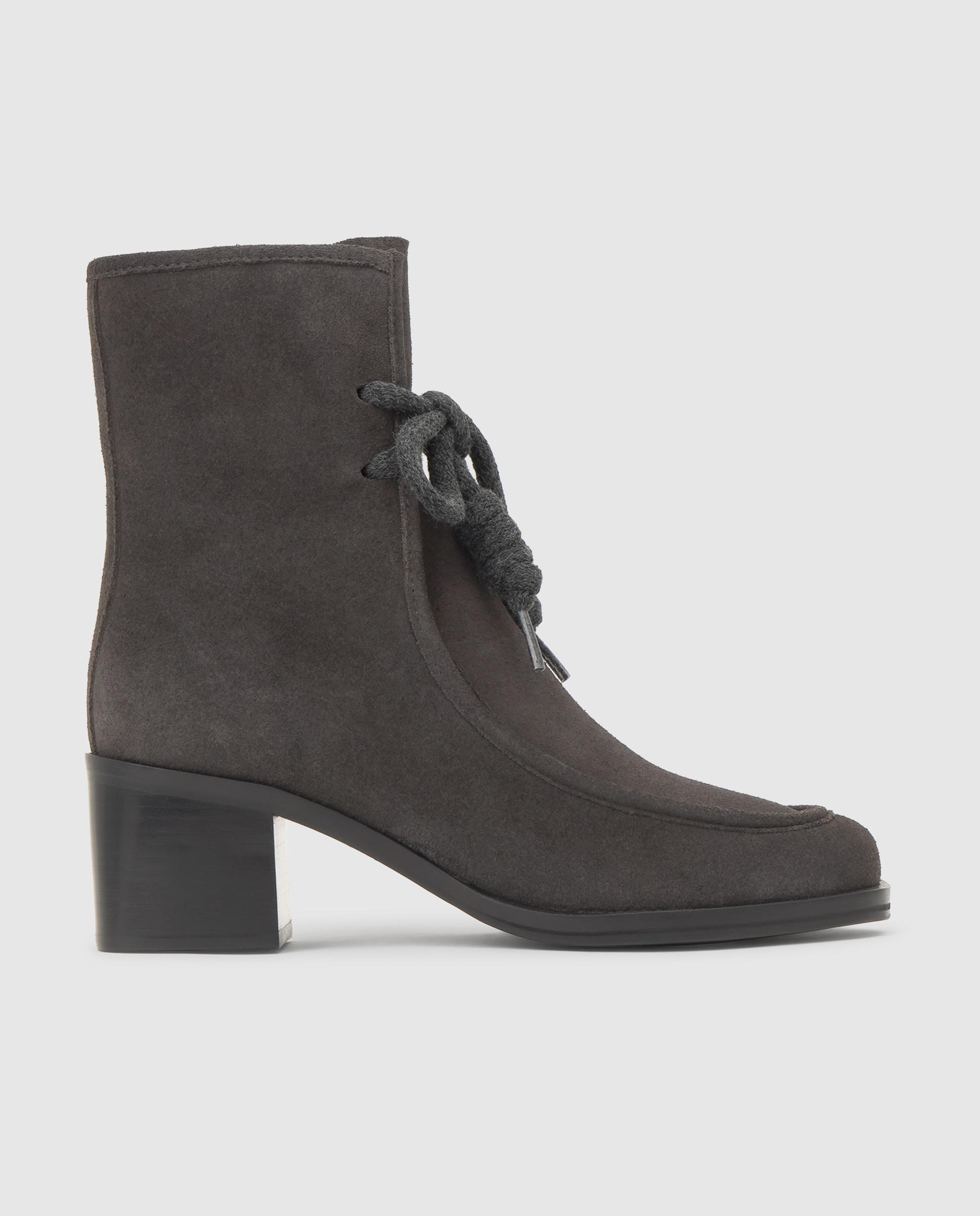 Imagen 0 de Botines narnia de mujer en serraje con cordones y tacón Gris