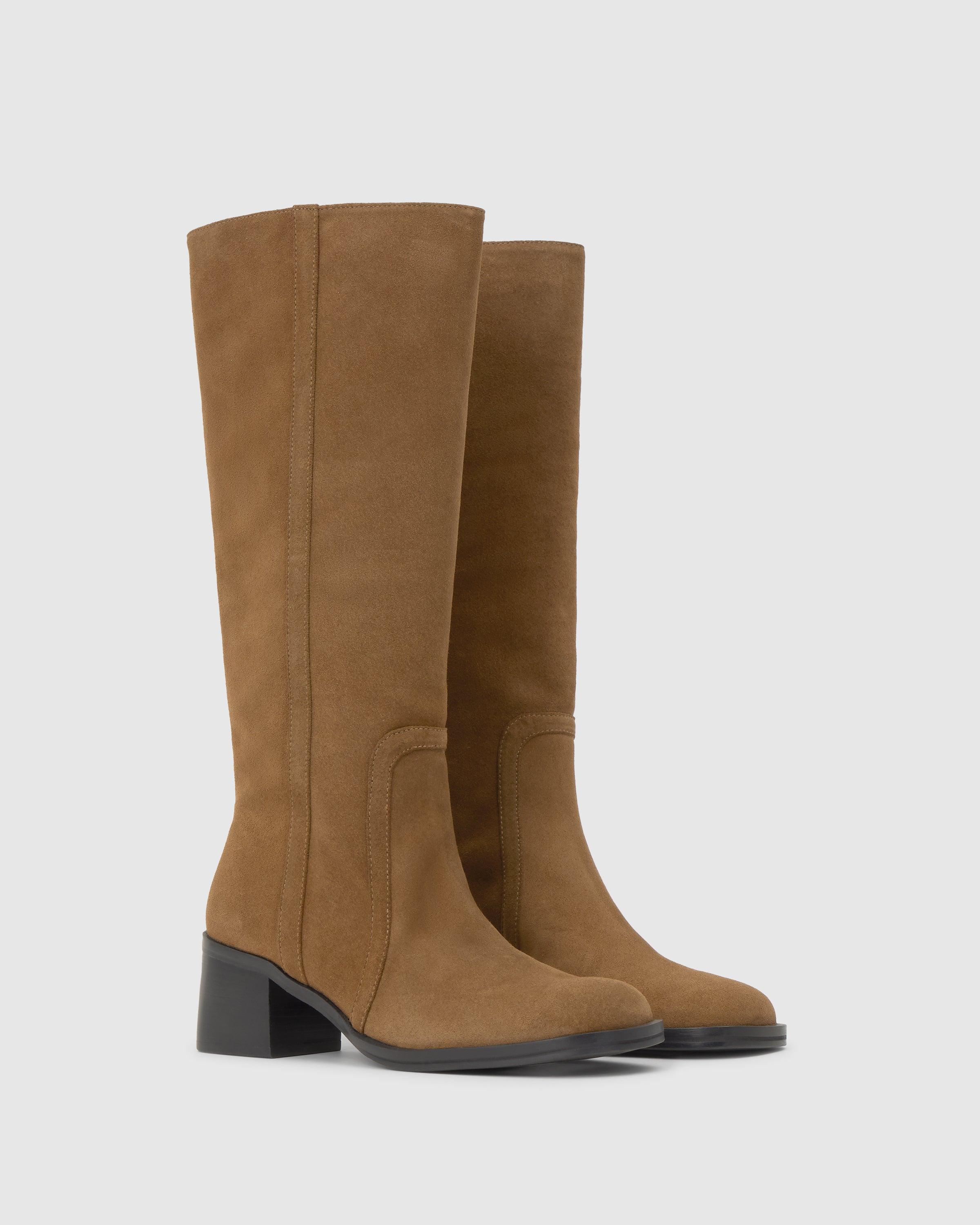 Botas nimba de mujer en serraje con tacón y cremallera - Castañer - Marrón claro Marrón claro-2