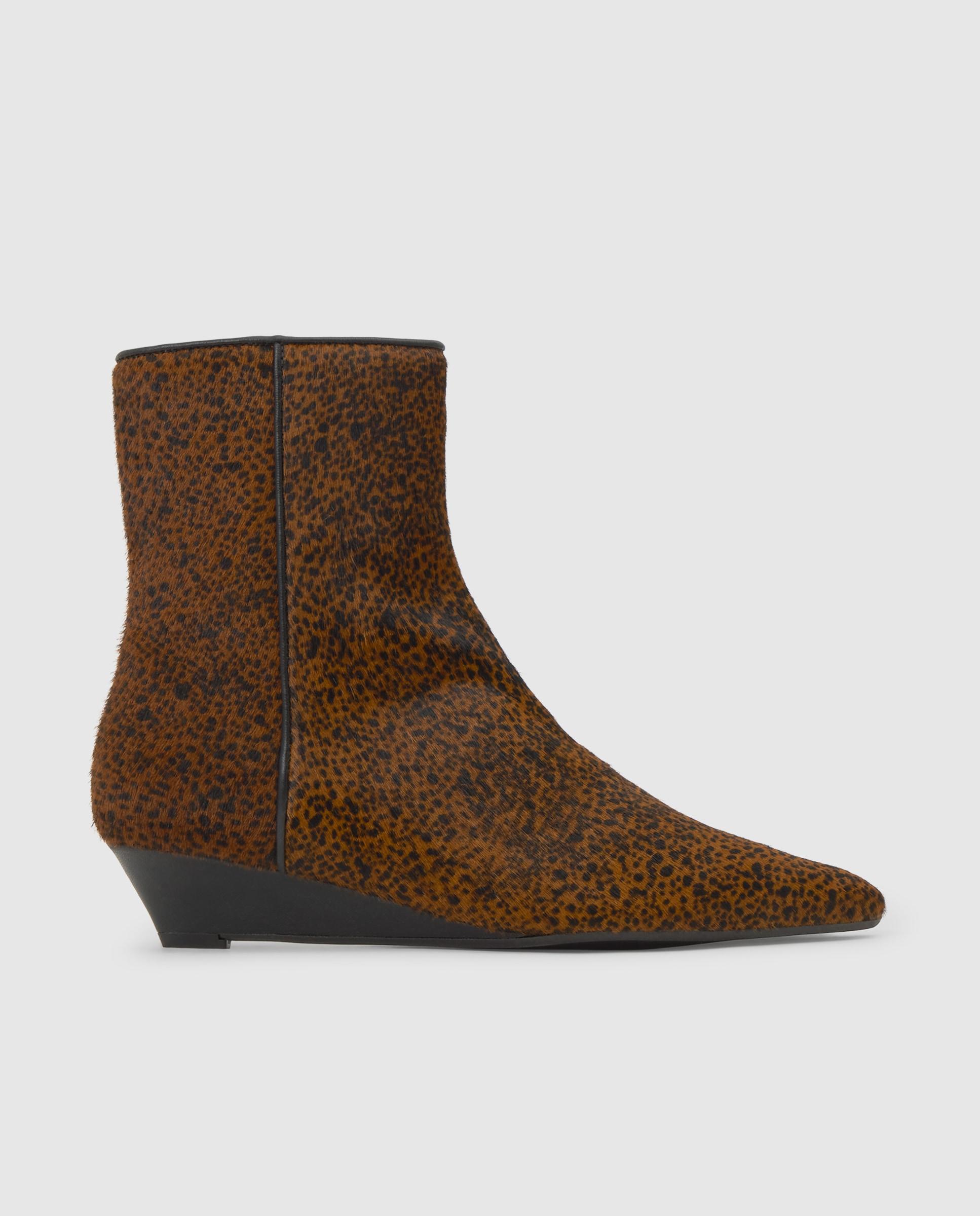 Botines tatiana de mujer en pelo de vaca con estampado animal y cuña - Castañer - Marrón Marrón-1