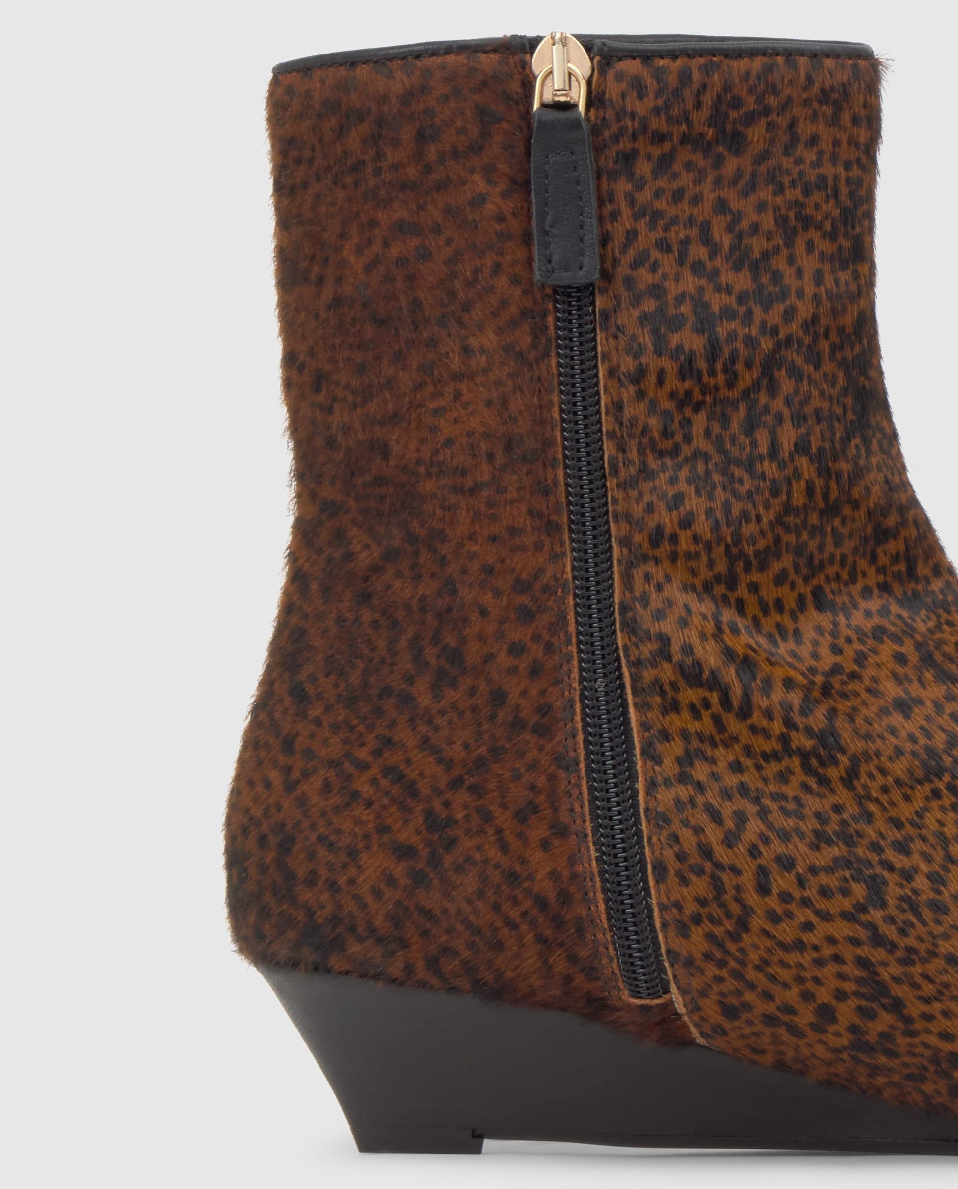 Botines tatiana de mujer en pelo de vaca con estampado animal y cuña - Castañer - Marrón Marrón-3