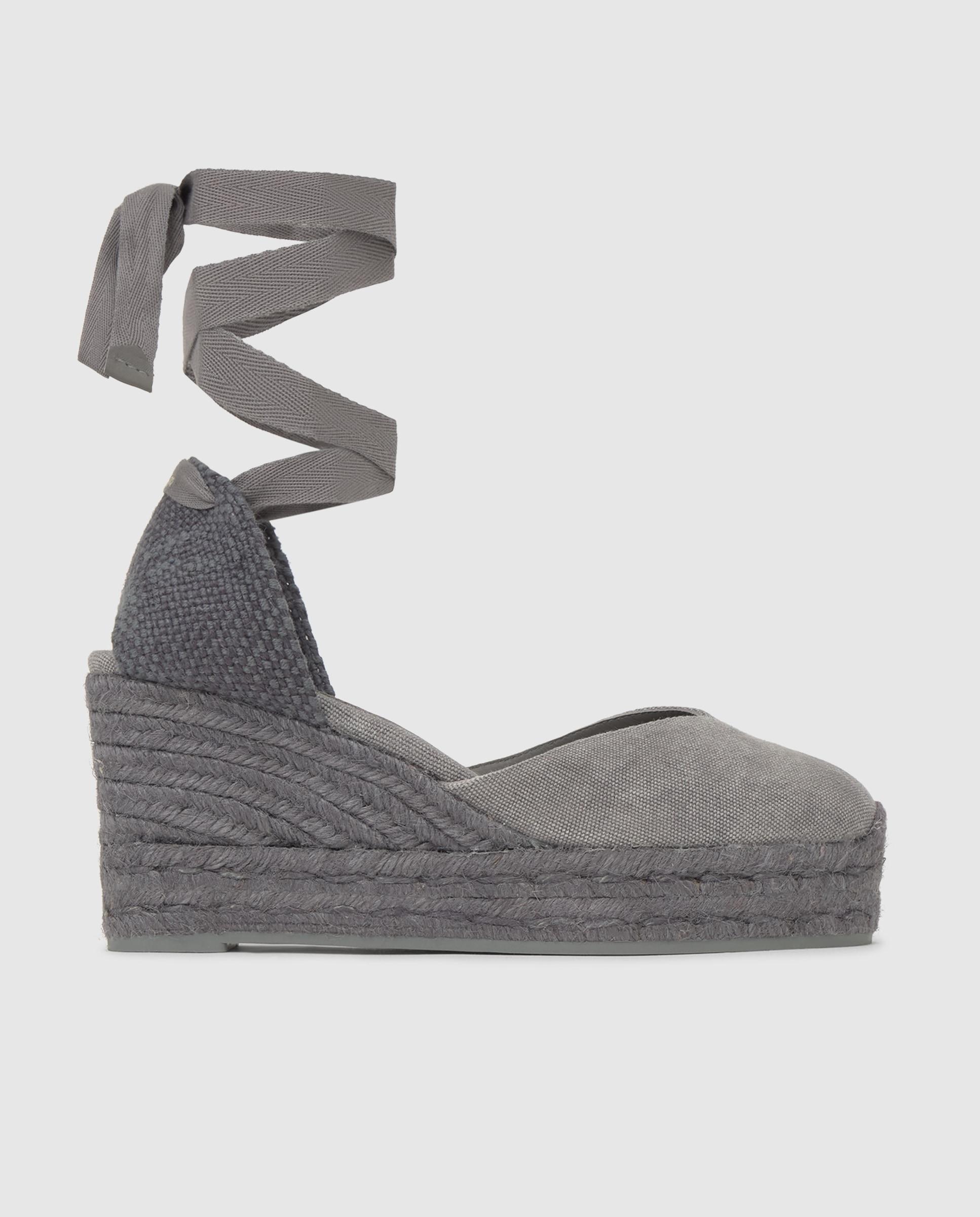 Alpargatas chiara de mujer en algodón orgánico con cintas - Castañer - Gris Gris-1