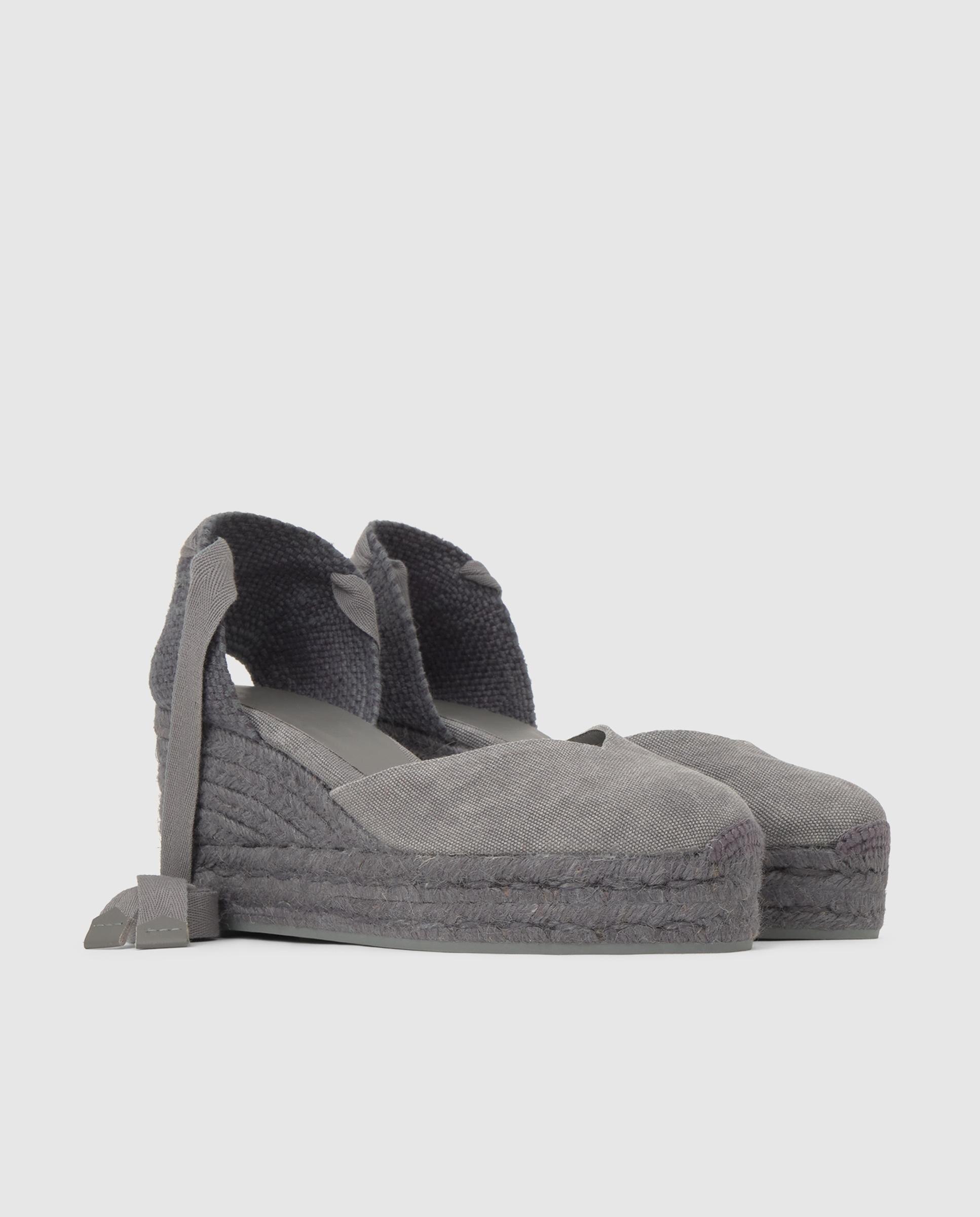 Alpargatas chiara de mujer en algodón orgánico con cintas - Castañer - Gris Gris-2